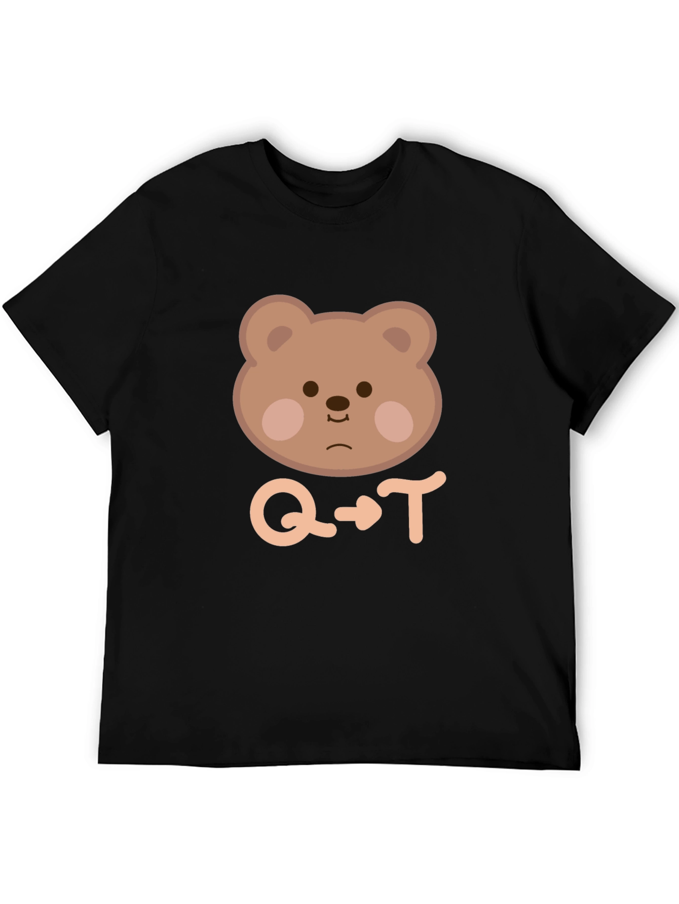 Cute Bear Q to T Black T-Shirt