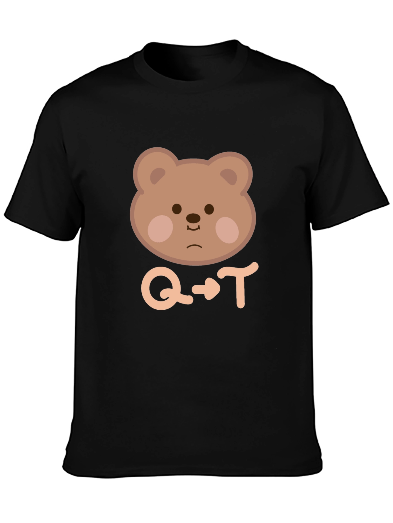 Cute Bear Q to T Black T-Shirt