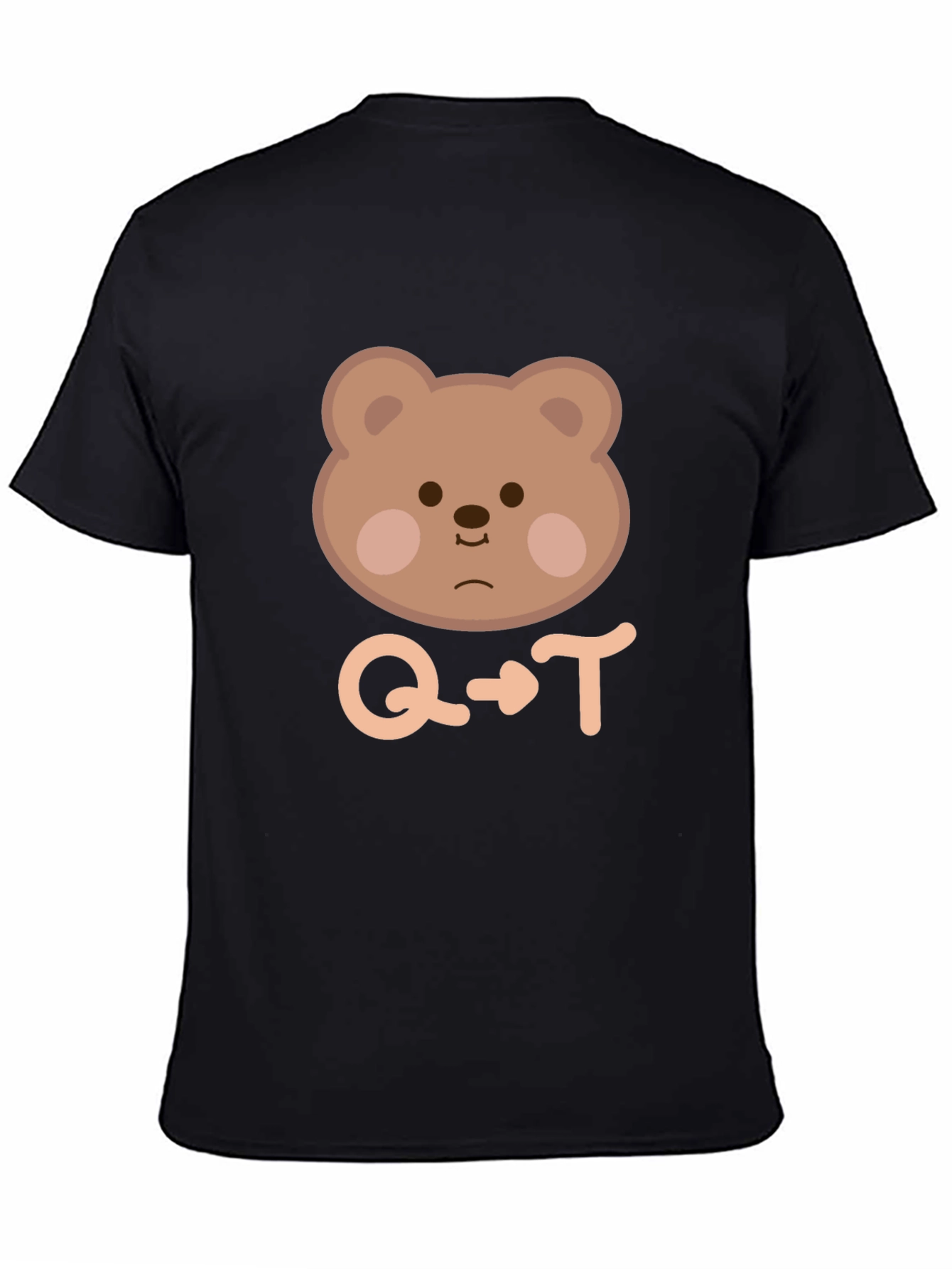 Cute Bear Q to T Black T-Shirt