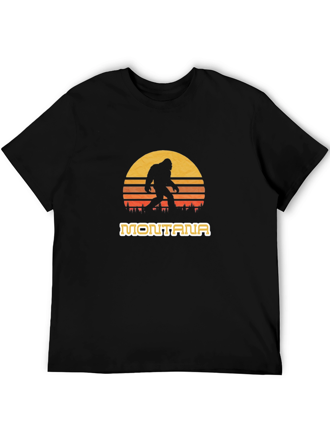 Montana Bigfoot Sunset Graphic Tee - Black
