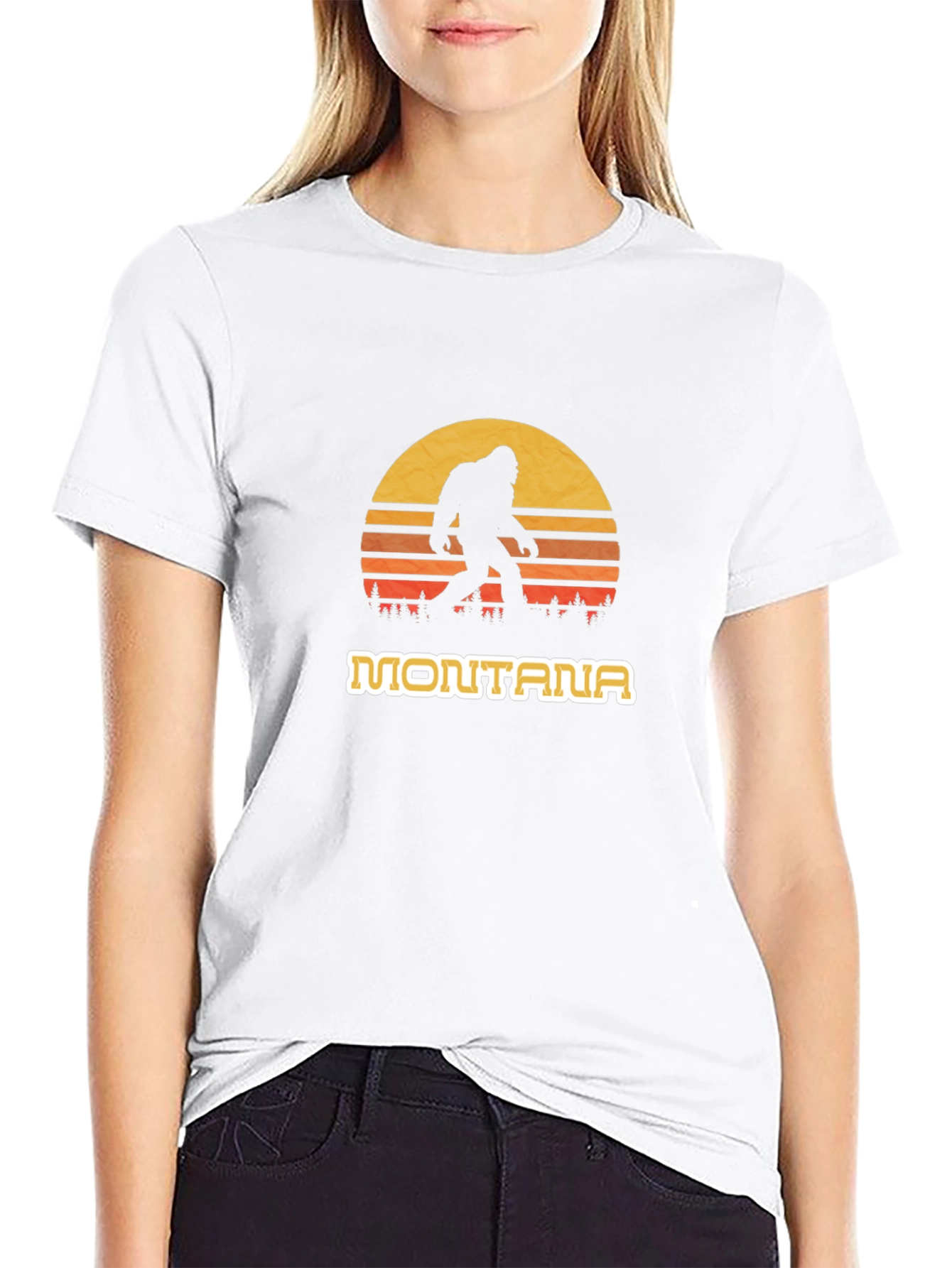 Montana Bigfoot Sunset Graphic Tee - Black