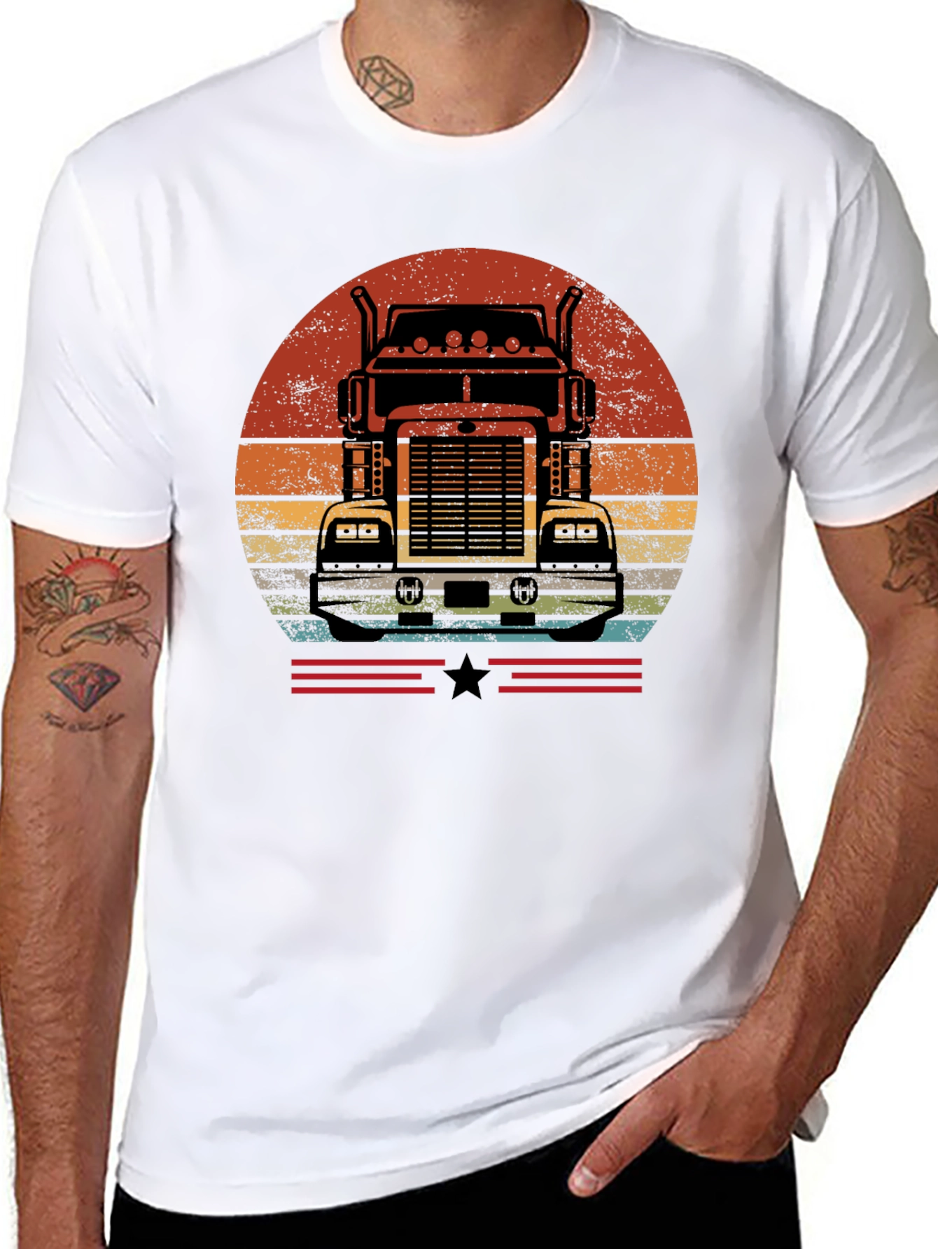 Retro Trucker Sunset T-Shirt - Classic Design