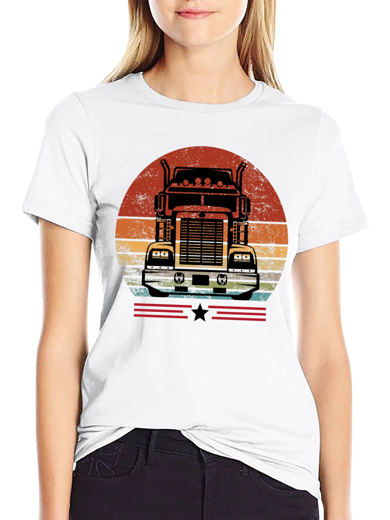 Retro Trucker Sunset T-Shirt - Classic Design