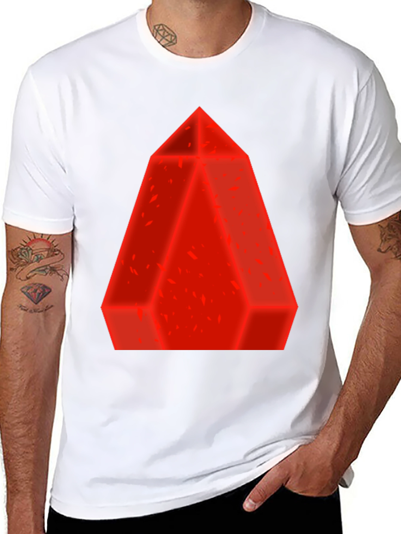 Geometric Red Prism Graphic Tee - Casual Style