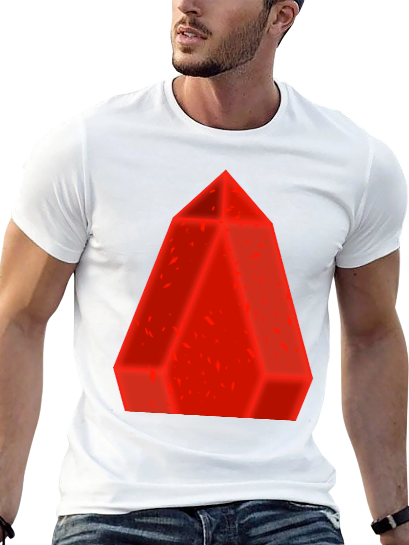 Geometric Red Prism Graphic Tee - Casual Style
