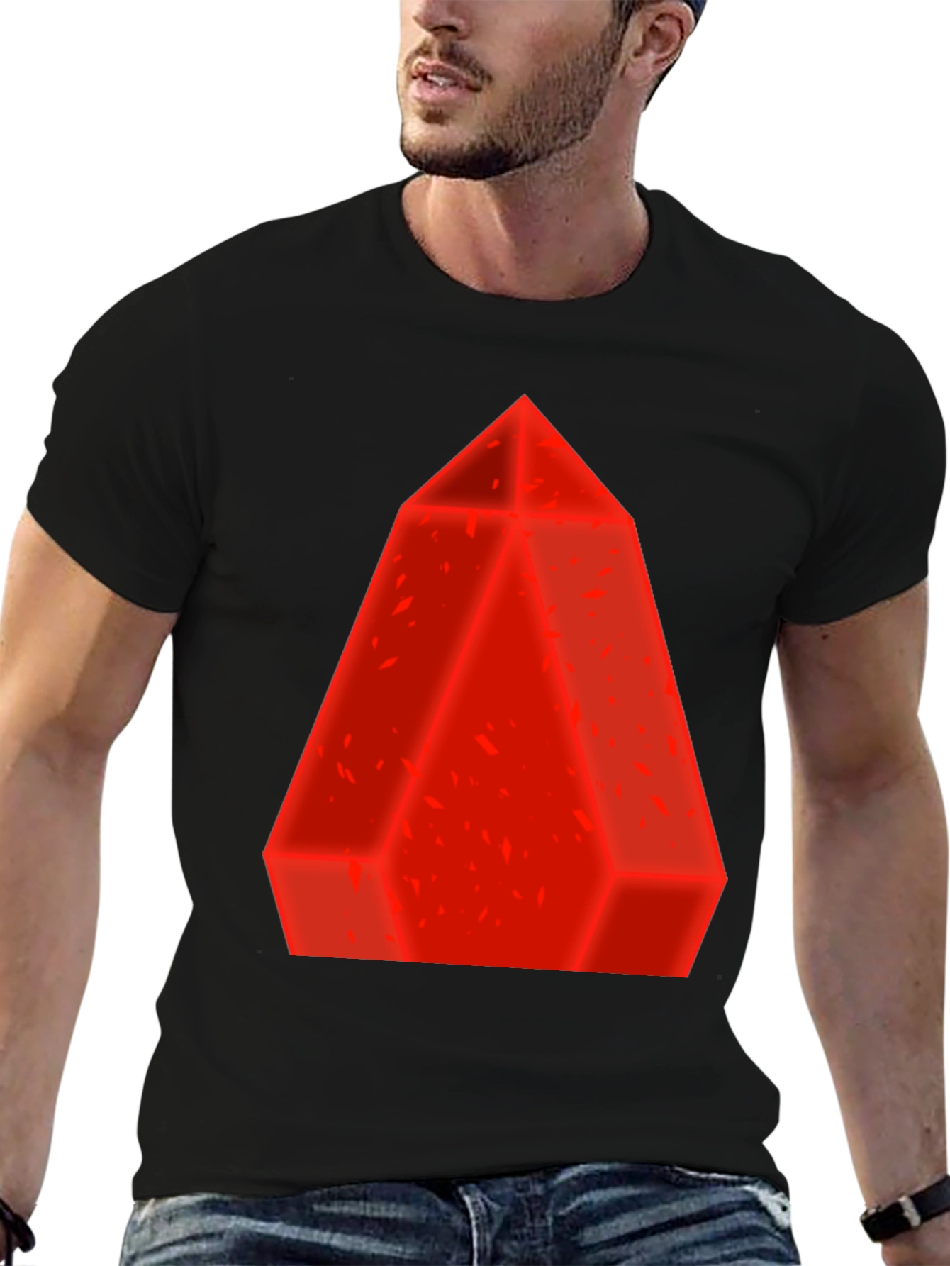 Geometric Red Prism Graphic Tee - Casual Style