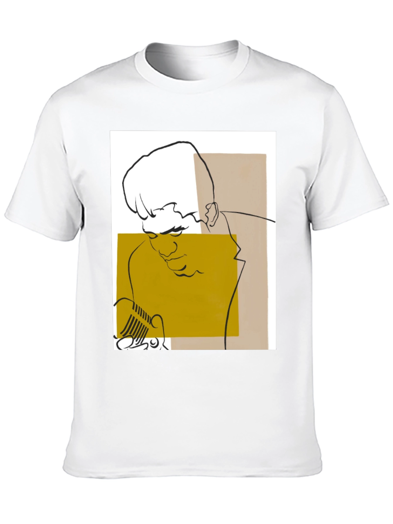 Abstract Singer Graphic Tee - Black Cotton T-Shirt