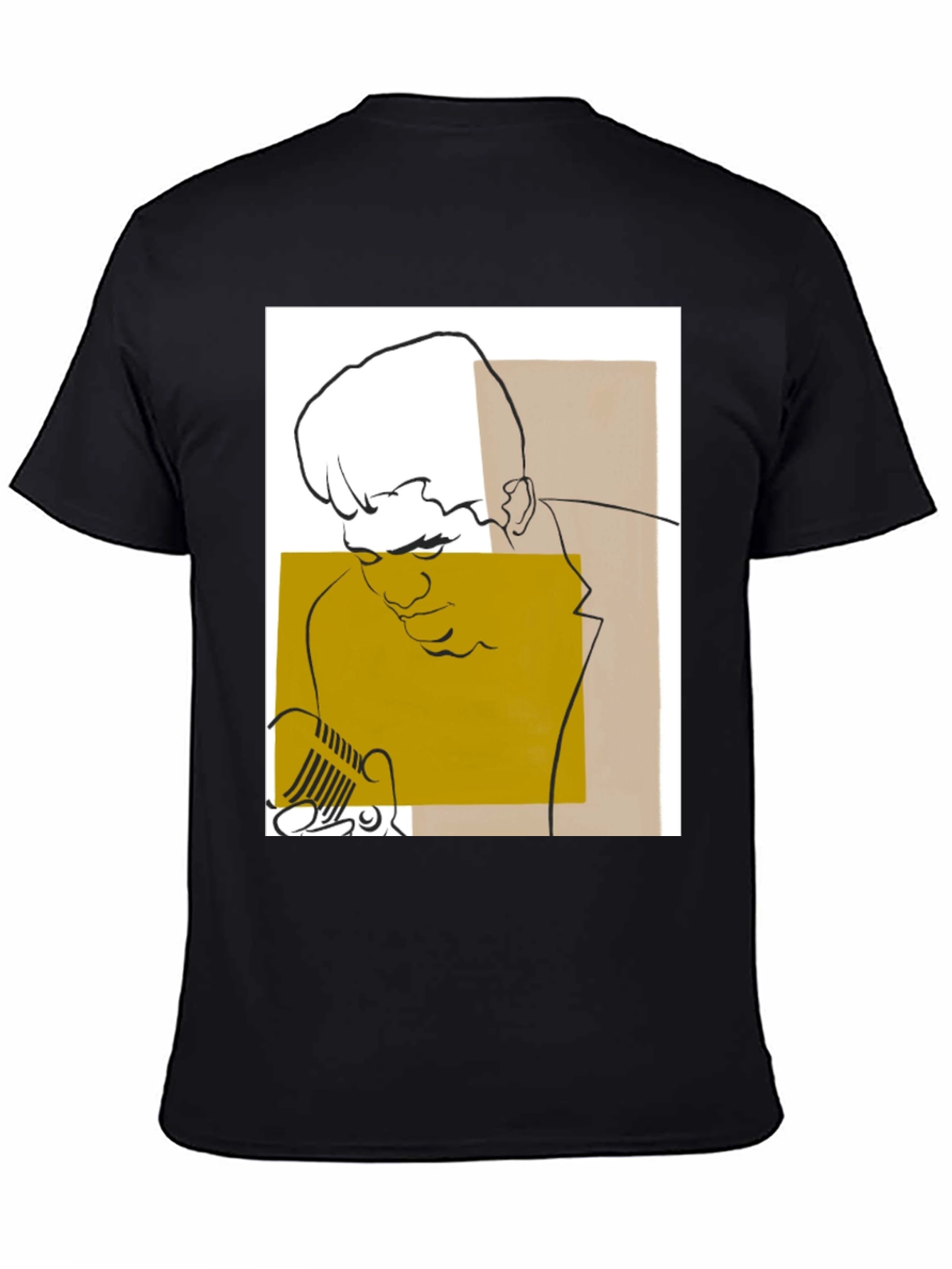 Abstract Singer Graphic Tee - Black Cotton T-Shirt