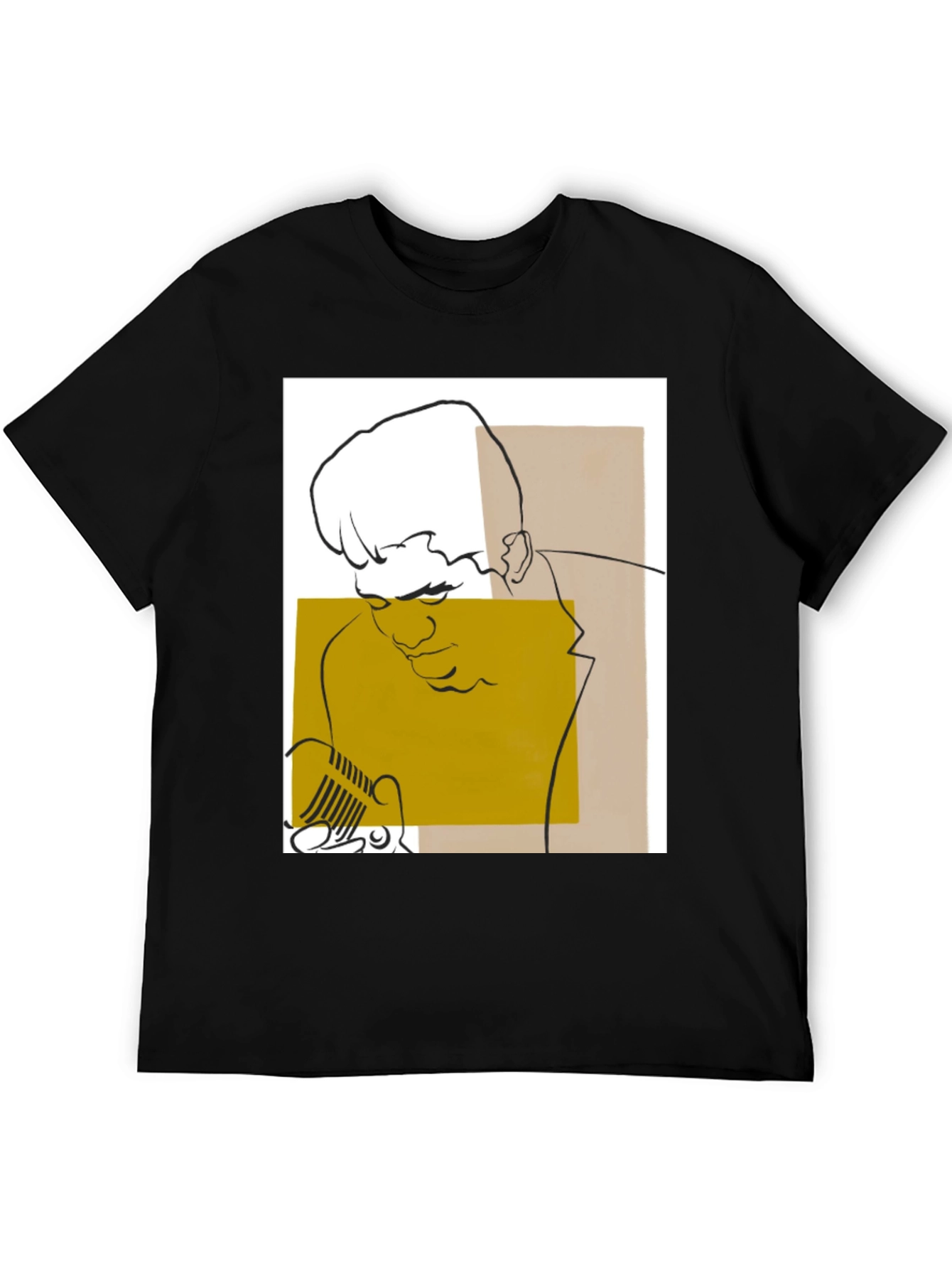 Abstract Singer Graphic Tee - Black Cotton T-Shirt