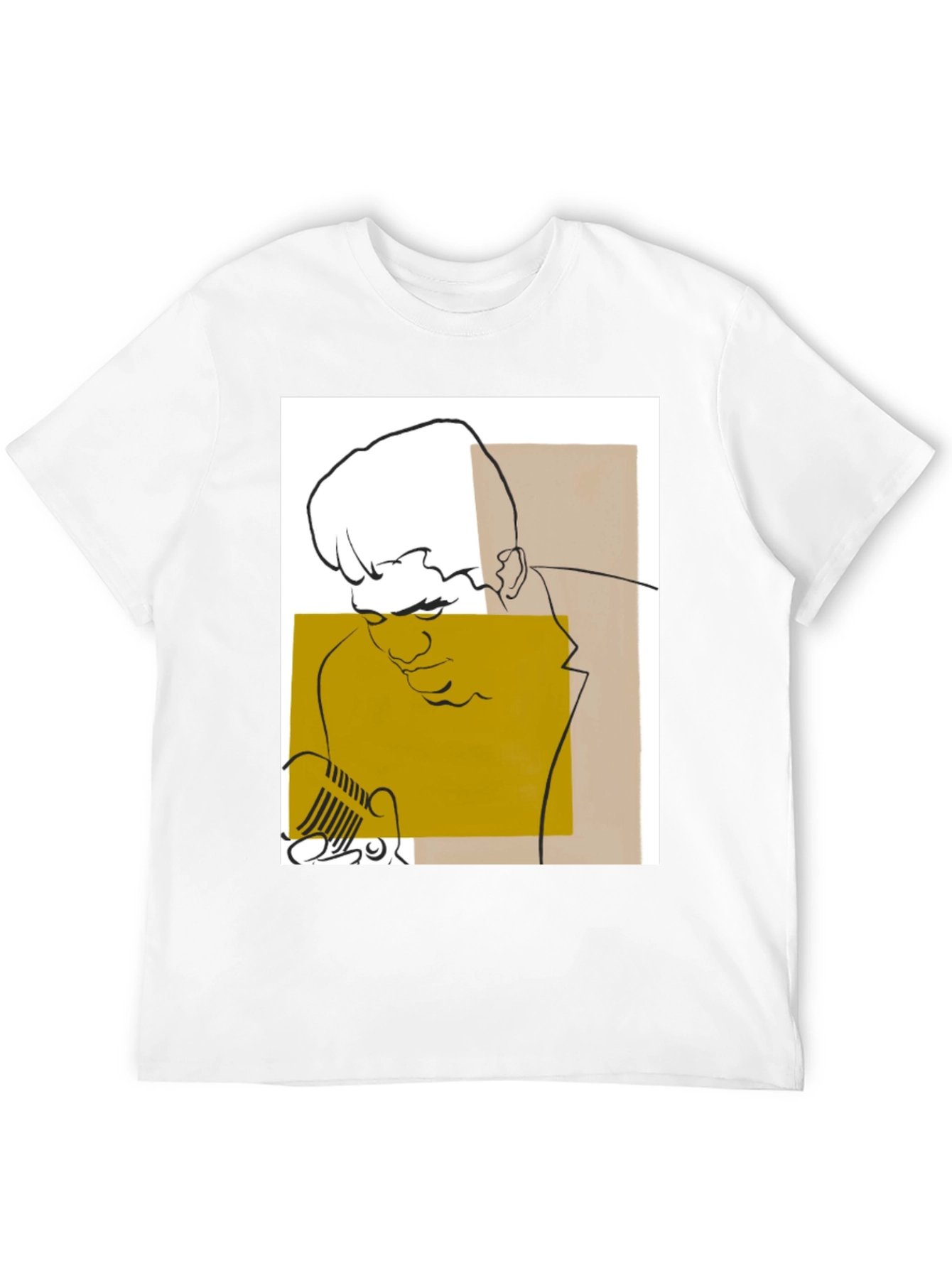 Abstract Singer Graphic Tee - Black Cotton T-Shirt
