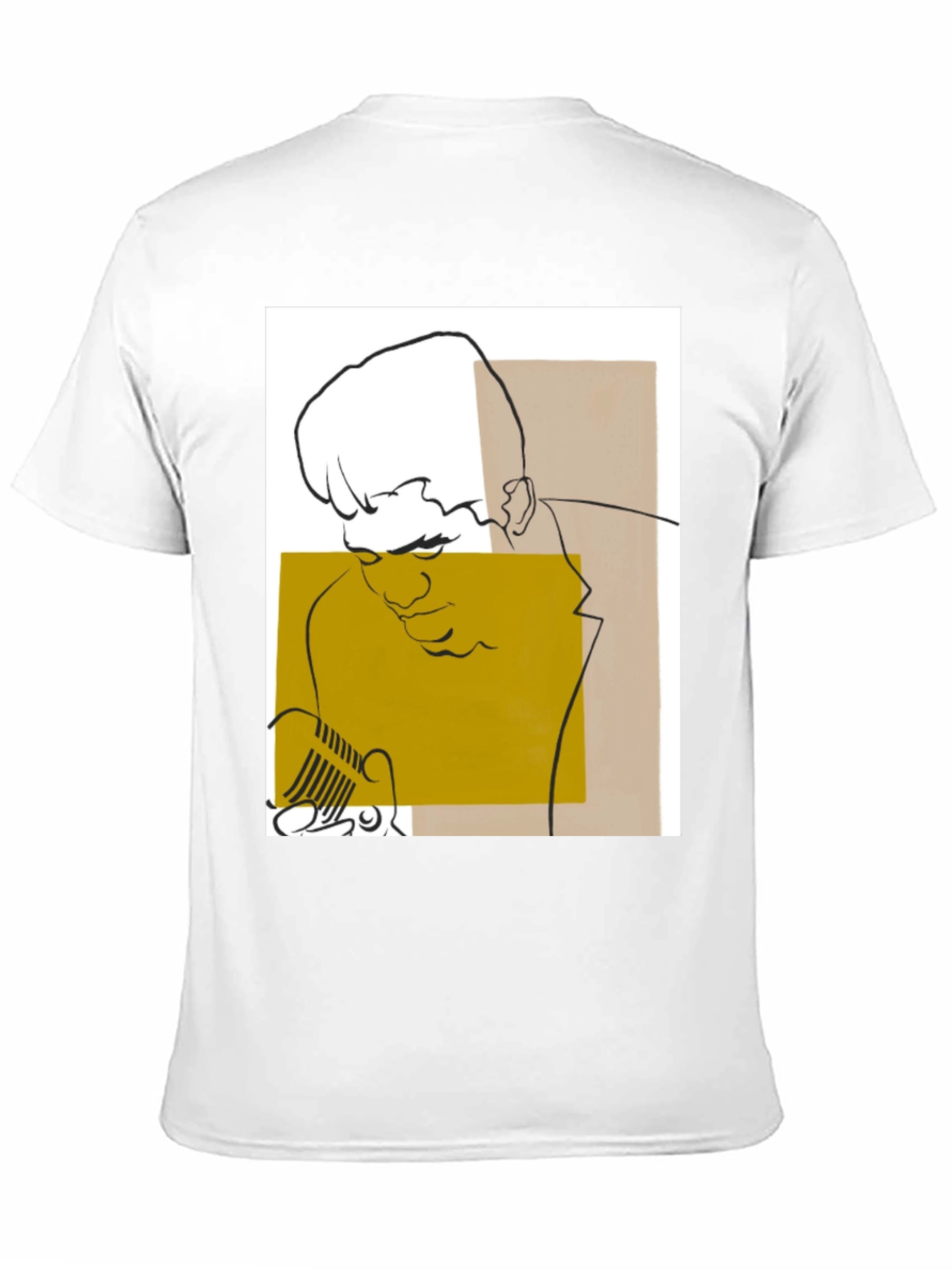 Abstract Singer Graphic Tee - Black Cotton T-Shirt