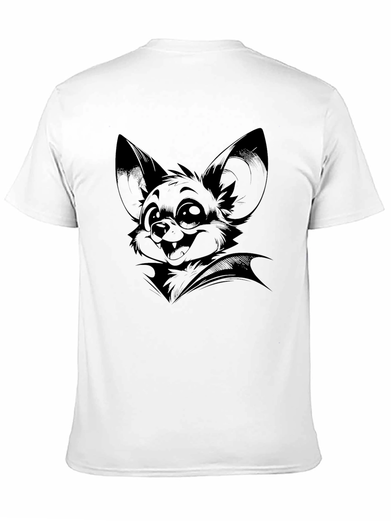 Bat Cartoon Graphic Tee - Black Cotton Blend