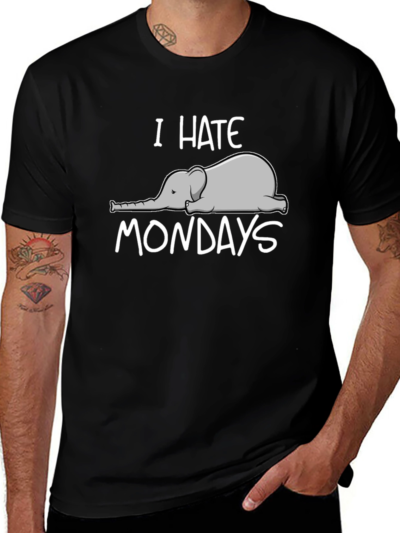 I Hate Mondays Elephant Graphic T-Shirt