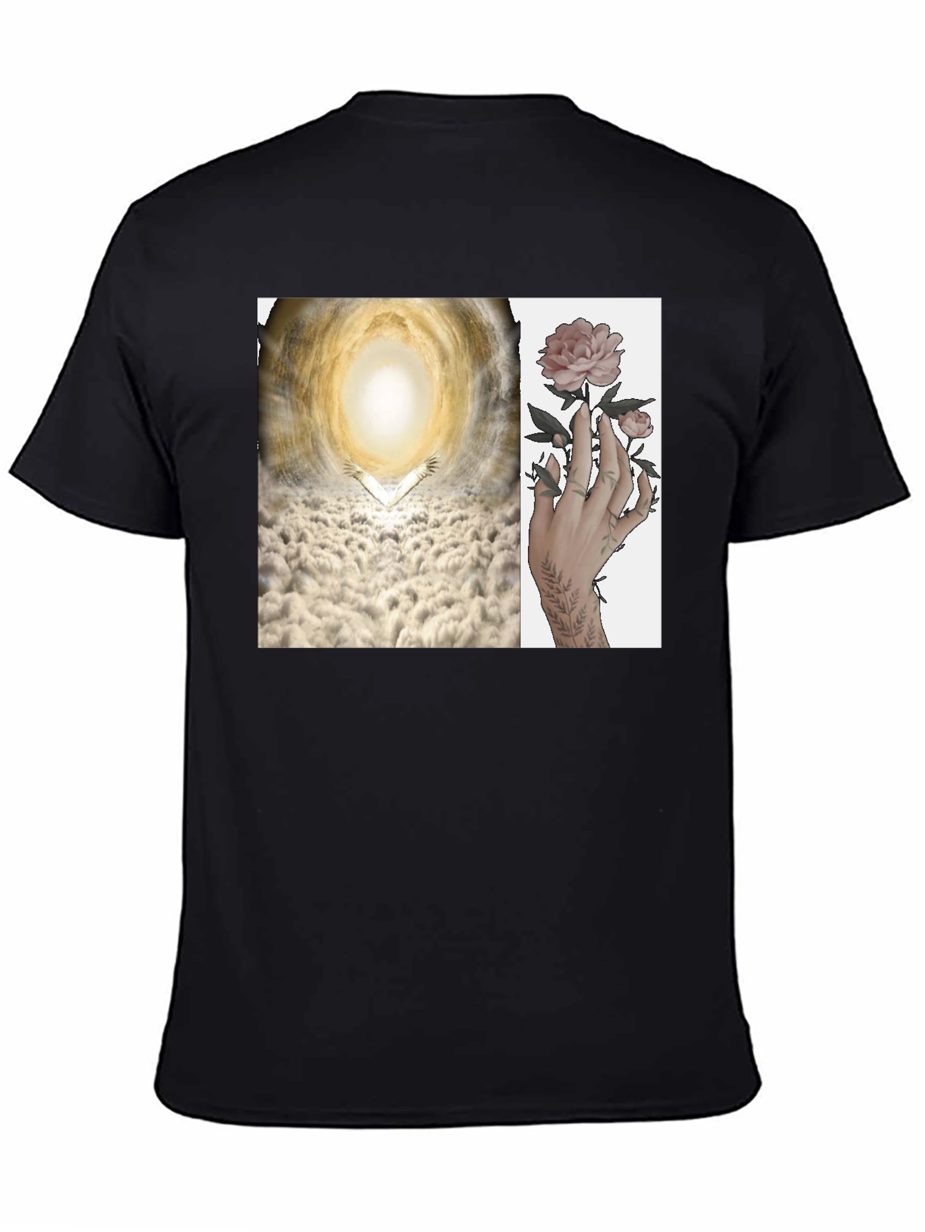 Artistic T-Shirt with Heaven and Floral Hand Design
