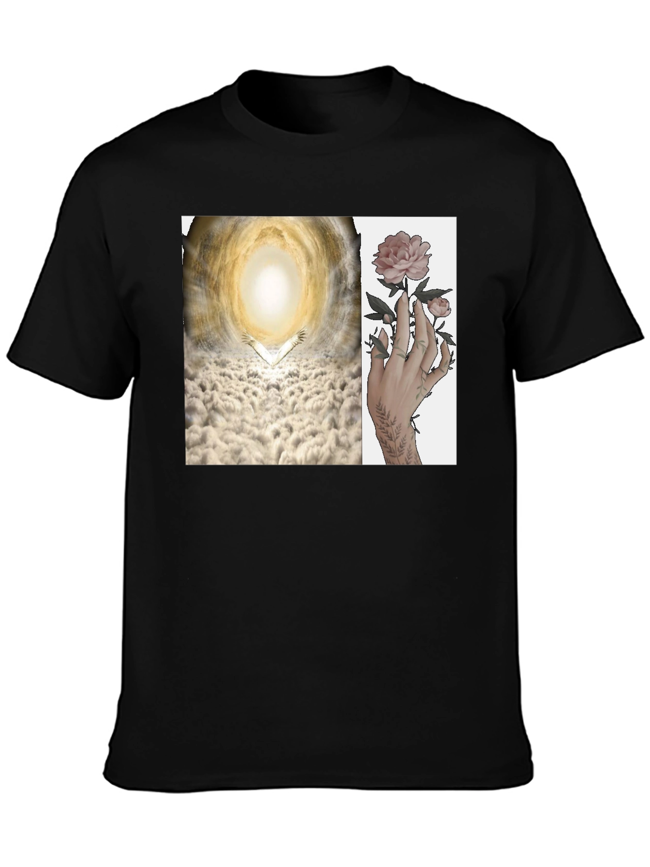 Artistic T-Shirt with Heaven and Floral Hand Design