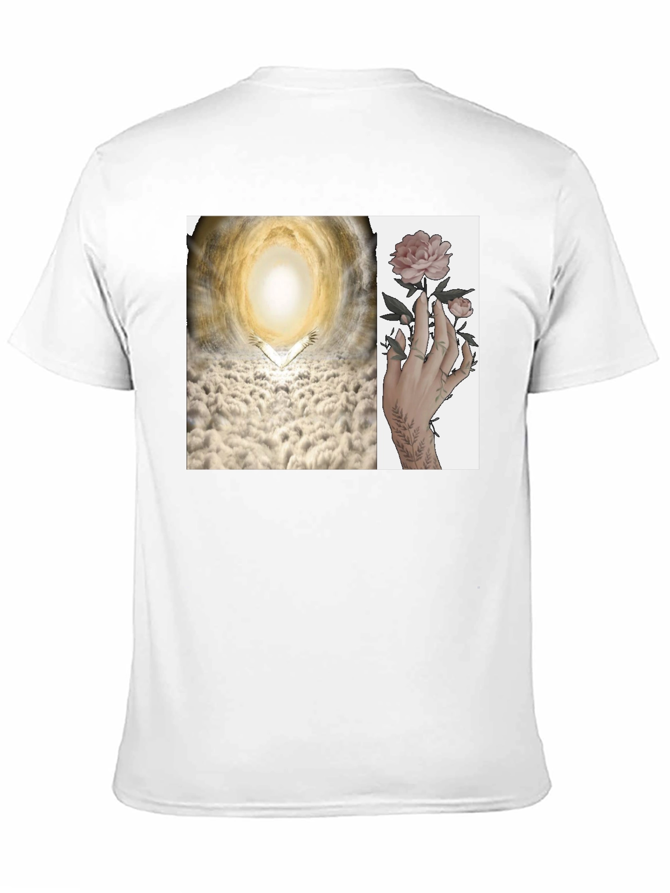 Artistic T-Shirt with Heaven and Floral Hand Design