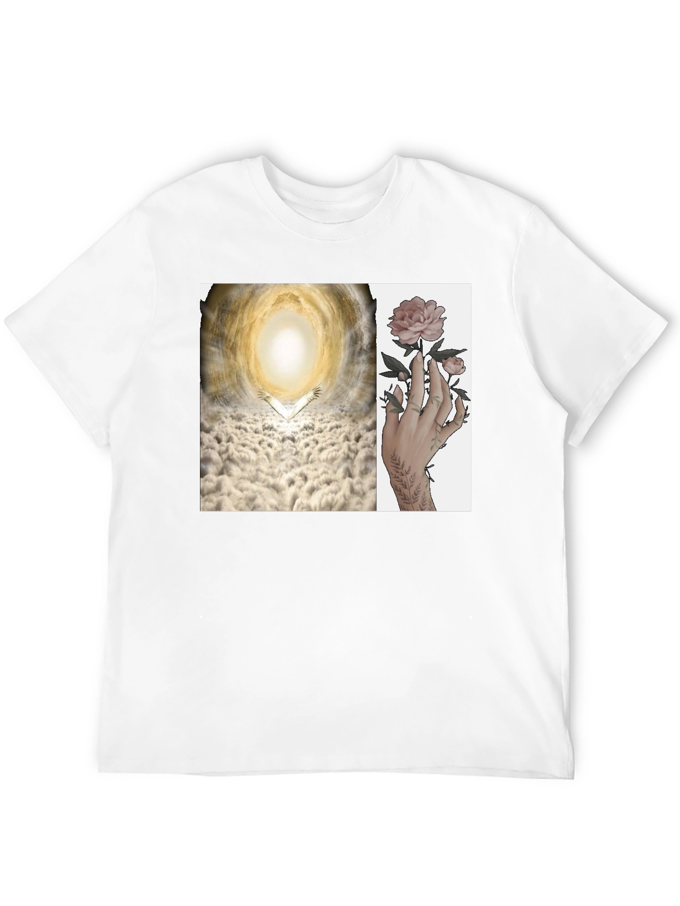 Artistic T-Shirt with Heaven and Floral Hand Design