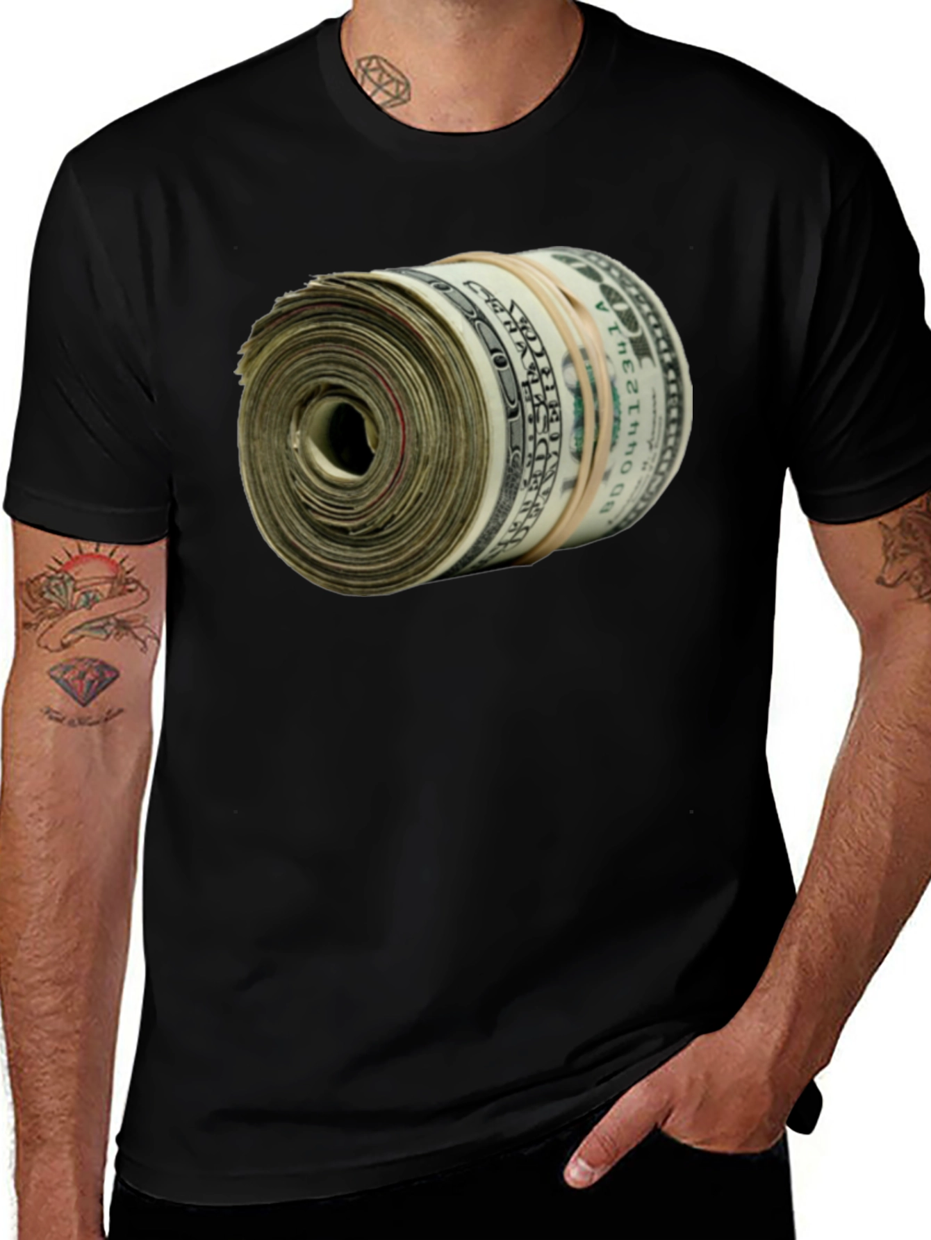 Money Roll Graphic Tee - Black
