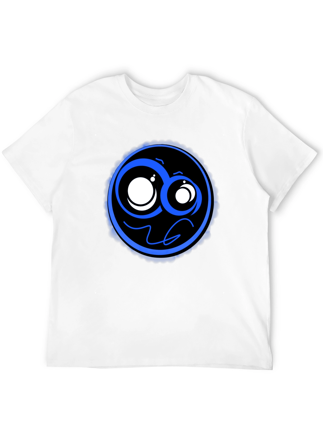 Cool Blue Cartoon Graphic Black T-Shirt