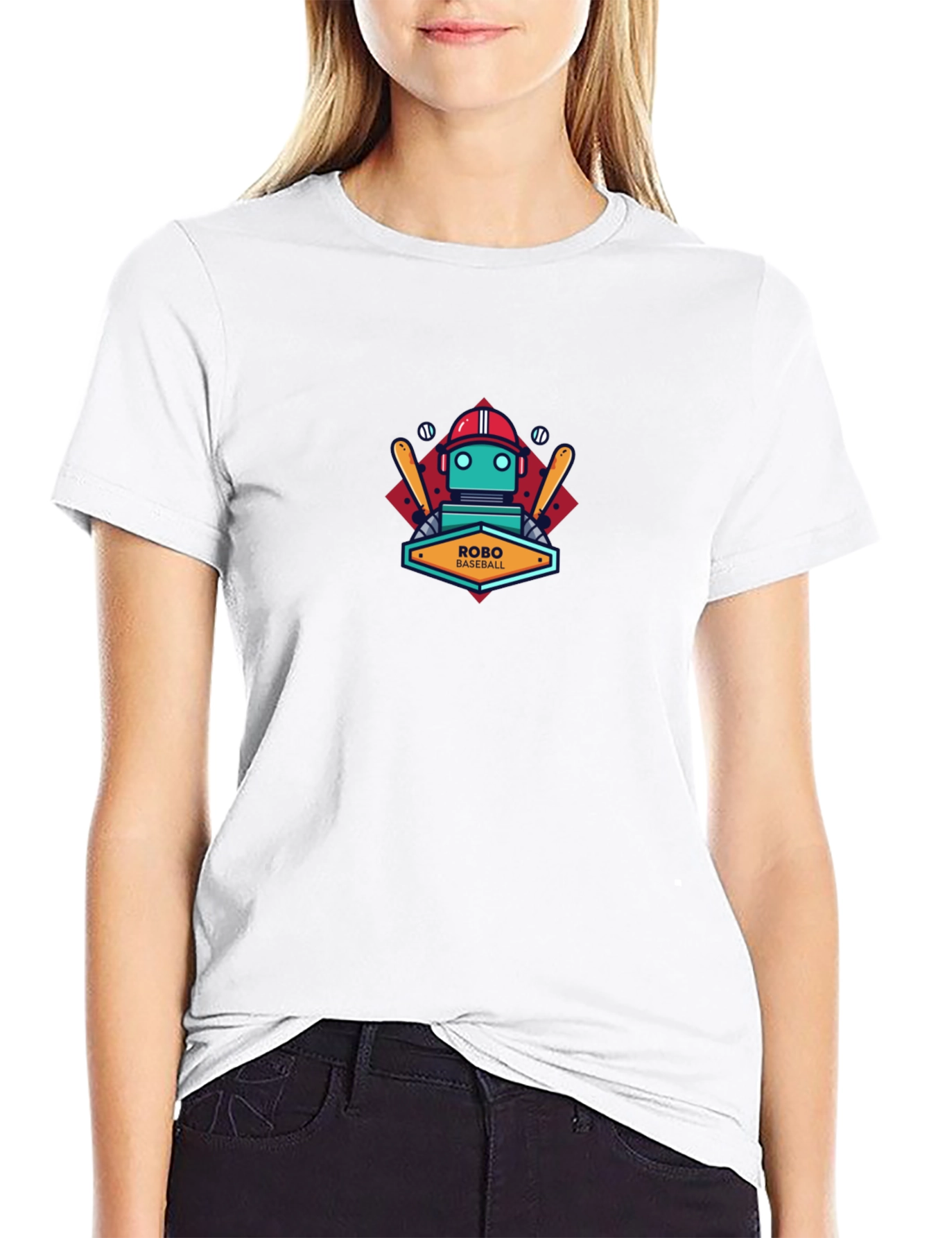 Robo Baseball Graphic T-Shirt - Cool Robot Design