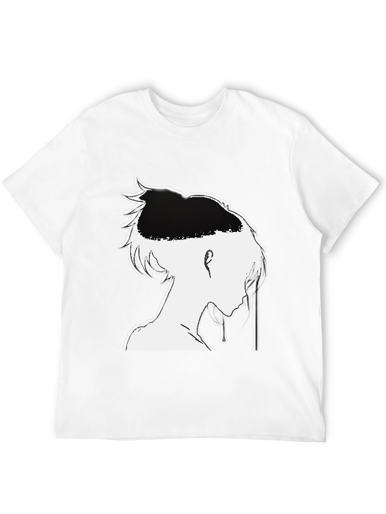 Anime Silhouette Graphic T-Shirt - Black Cotton Tee