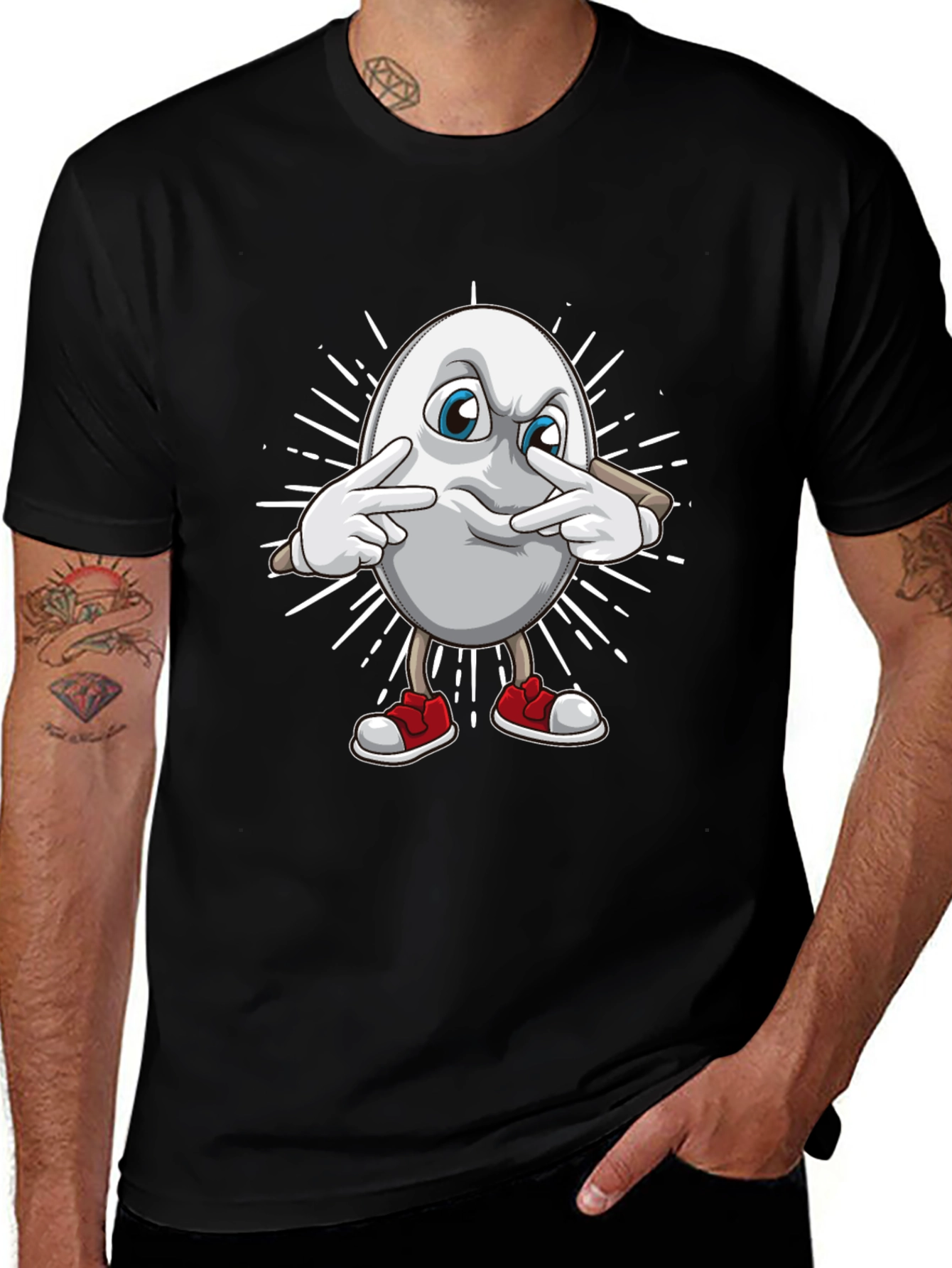 Funny Egg Character Black T-Shirt