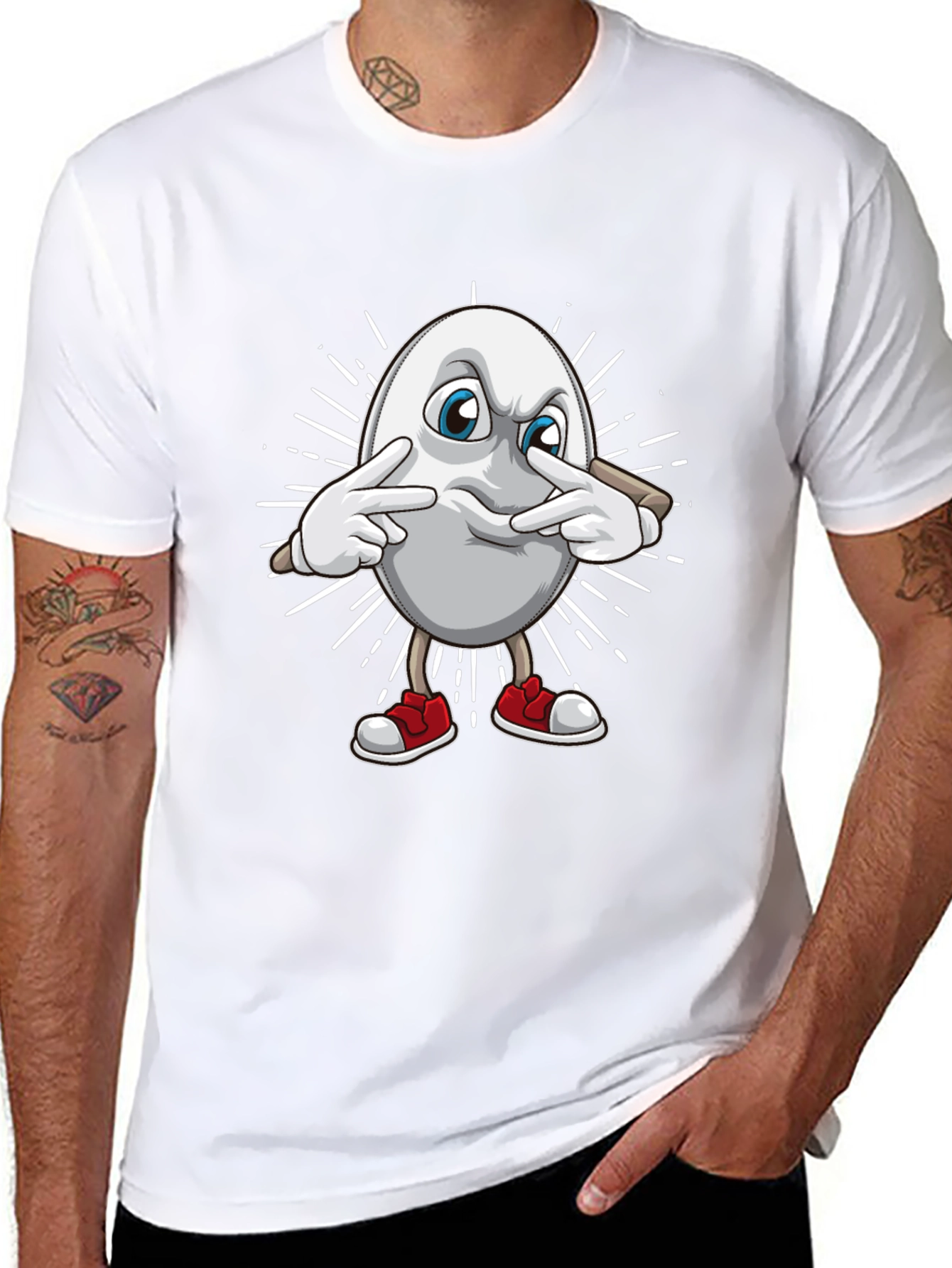 Funny Egg Character Black T-Shirt