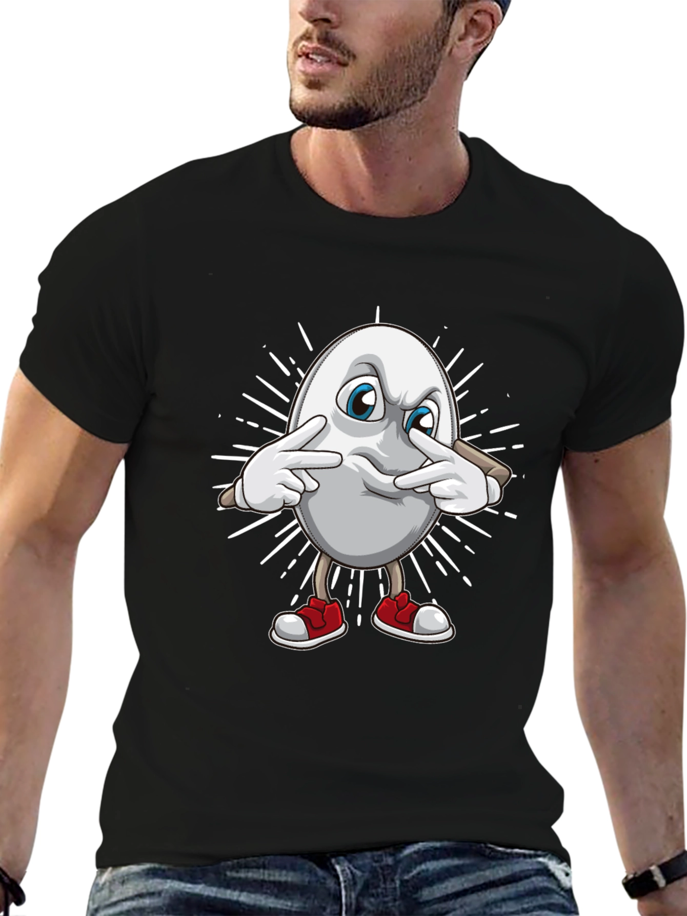 Funny Egg Character Black T-Shirt