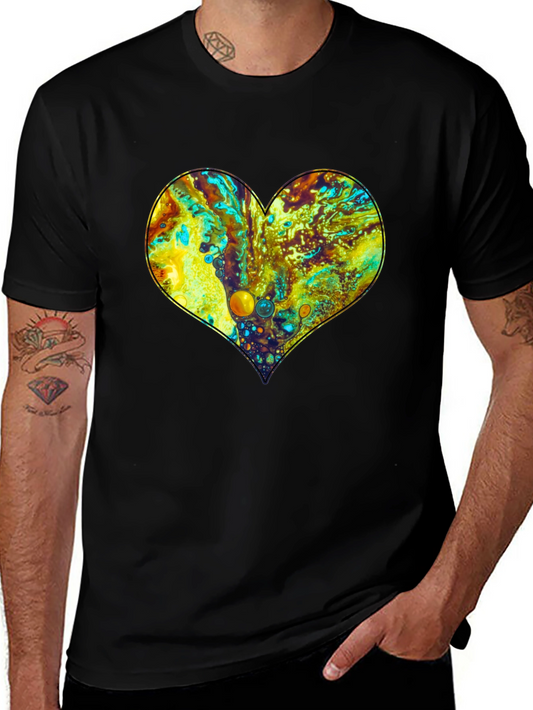 Fluid Art Heart Black T-Shirt