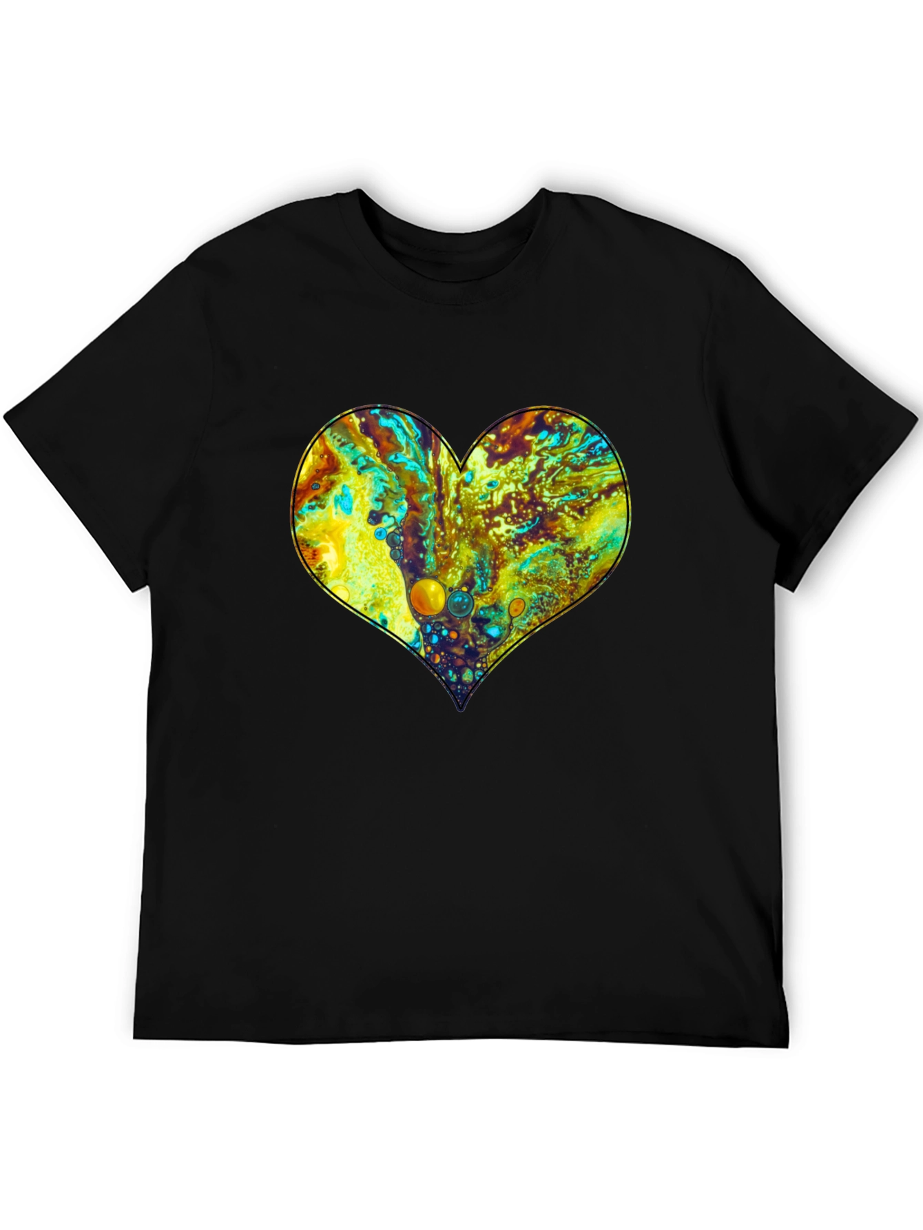 Fluid Art Heart Black T-Shirt