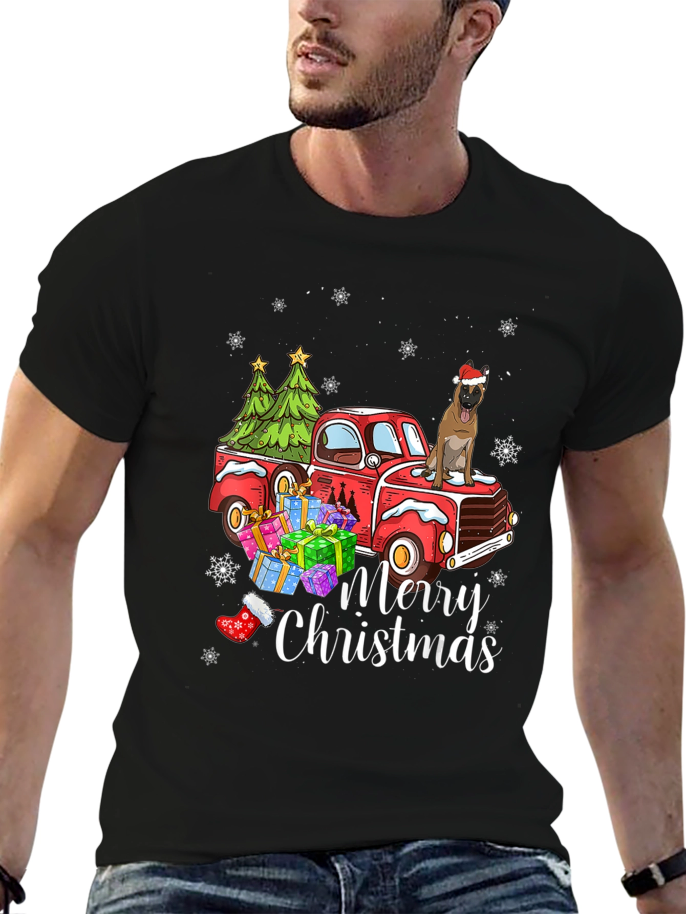Festive Dog Christmas Truck T-Shirt