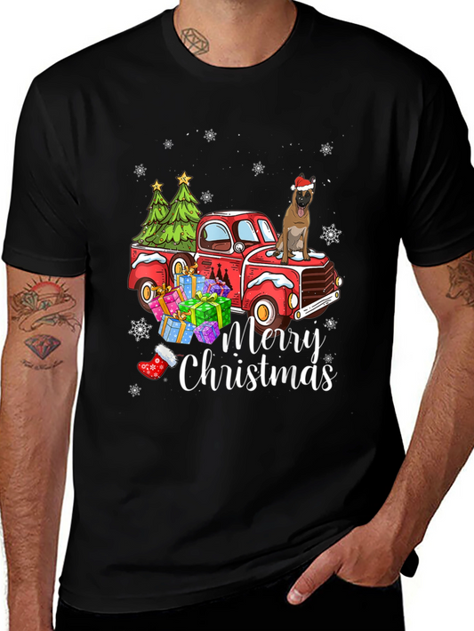 Festive Dog Christmas Truck T-Shirt
