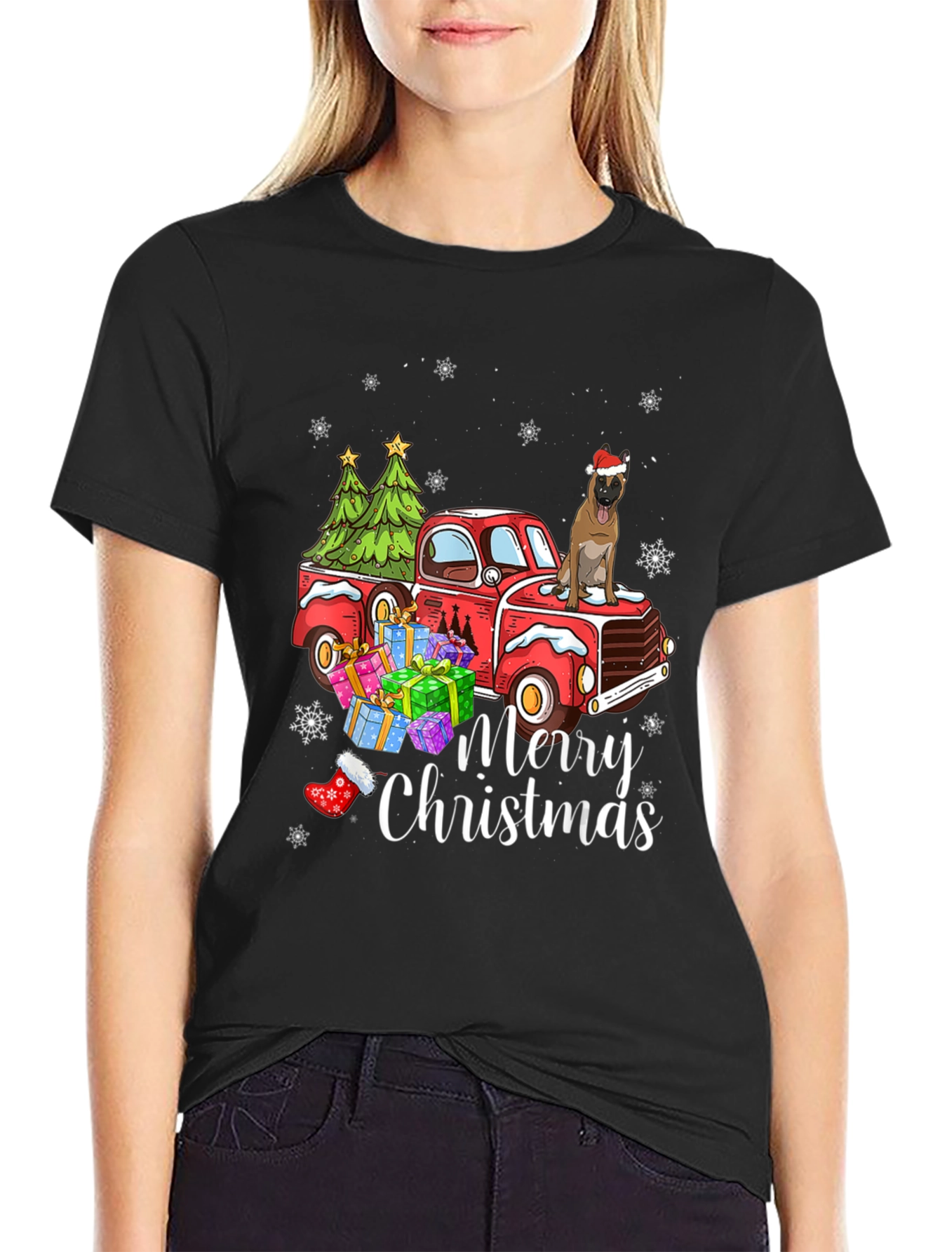 Festive Dog Christmas Truck T-Shirt