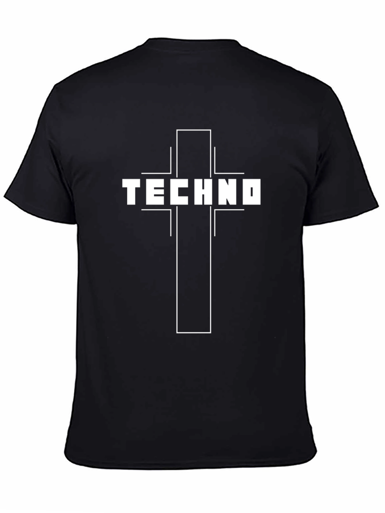Techno Cross Graphic Black T-Shirt