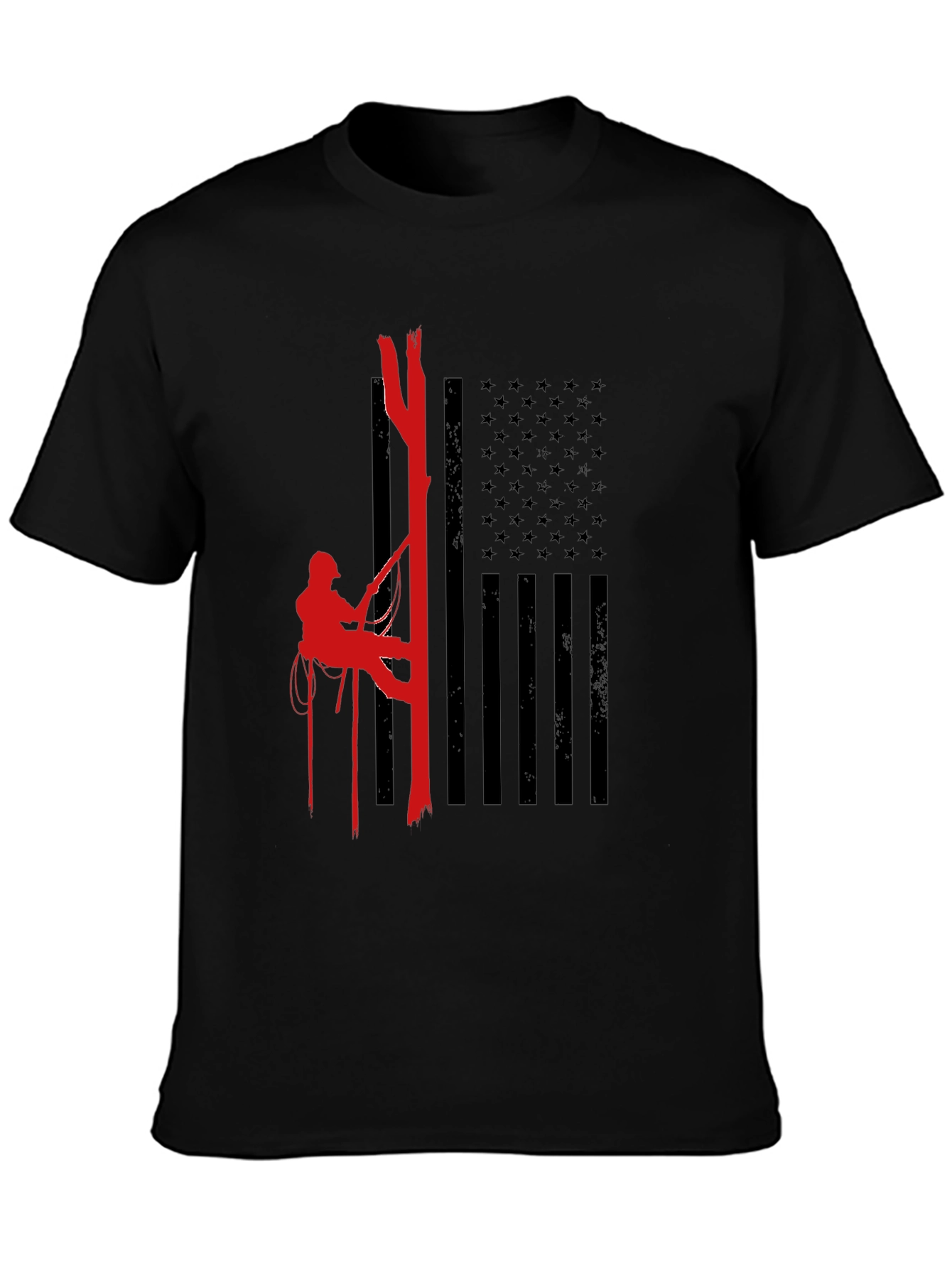Arborist American Flag Black T-Shirt