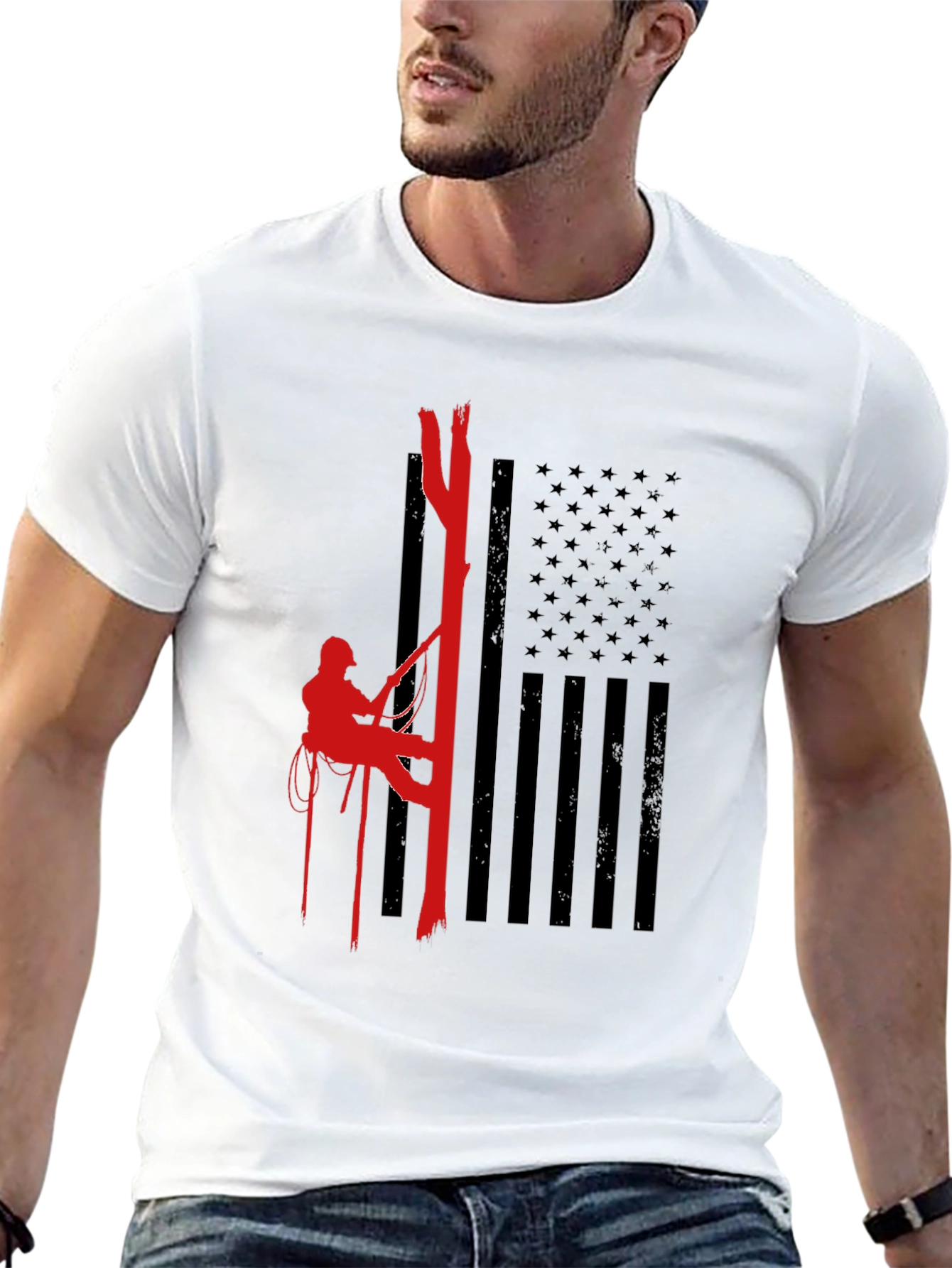 Arborist American Flag Black T-Shirt