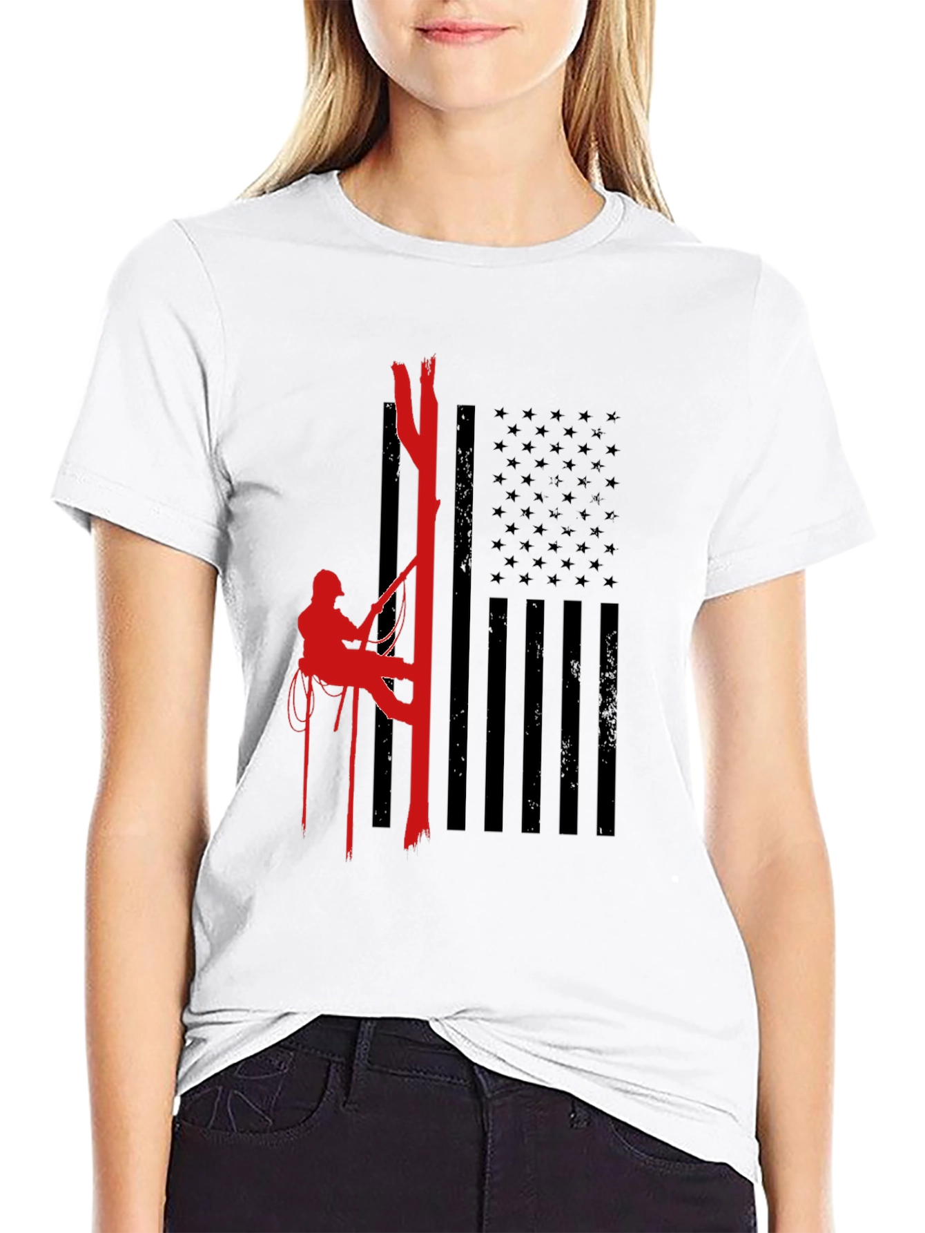 Arborist American Flag Black T-Shirt