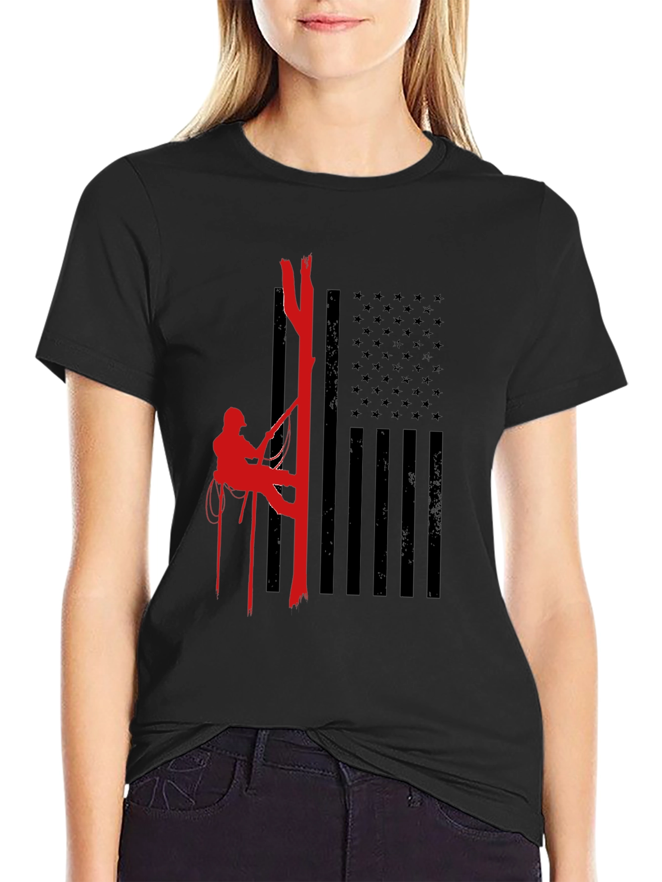 Arborist American Flag Black T-Shirt