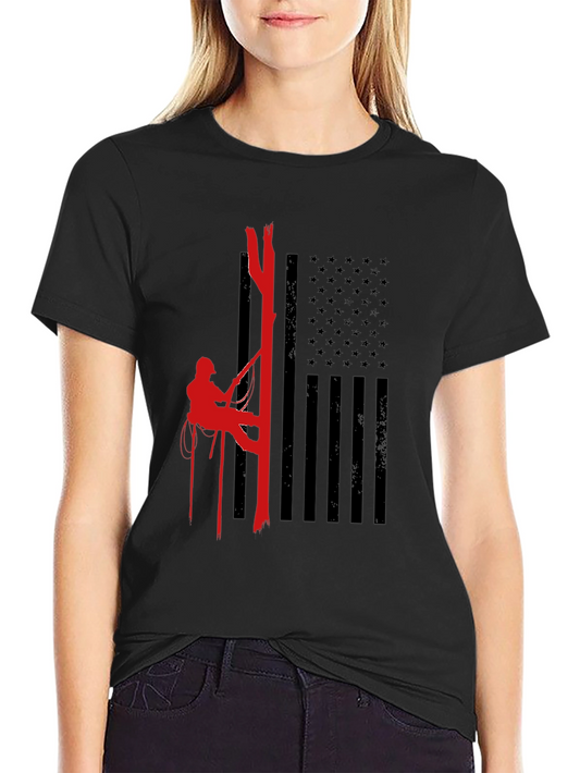 Arborist American Flag Black T-Shirt