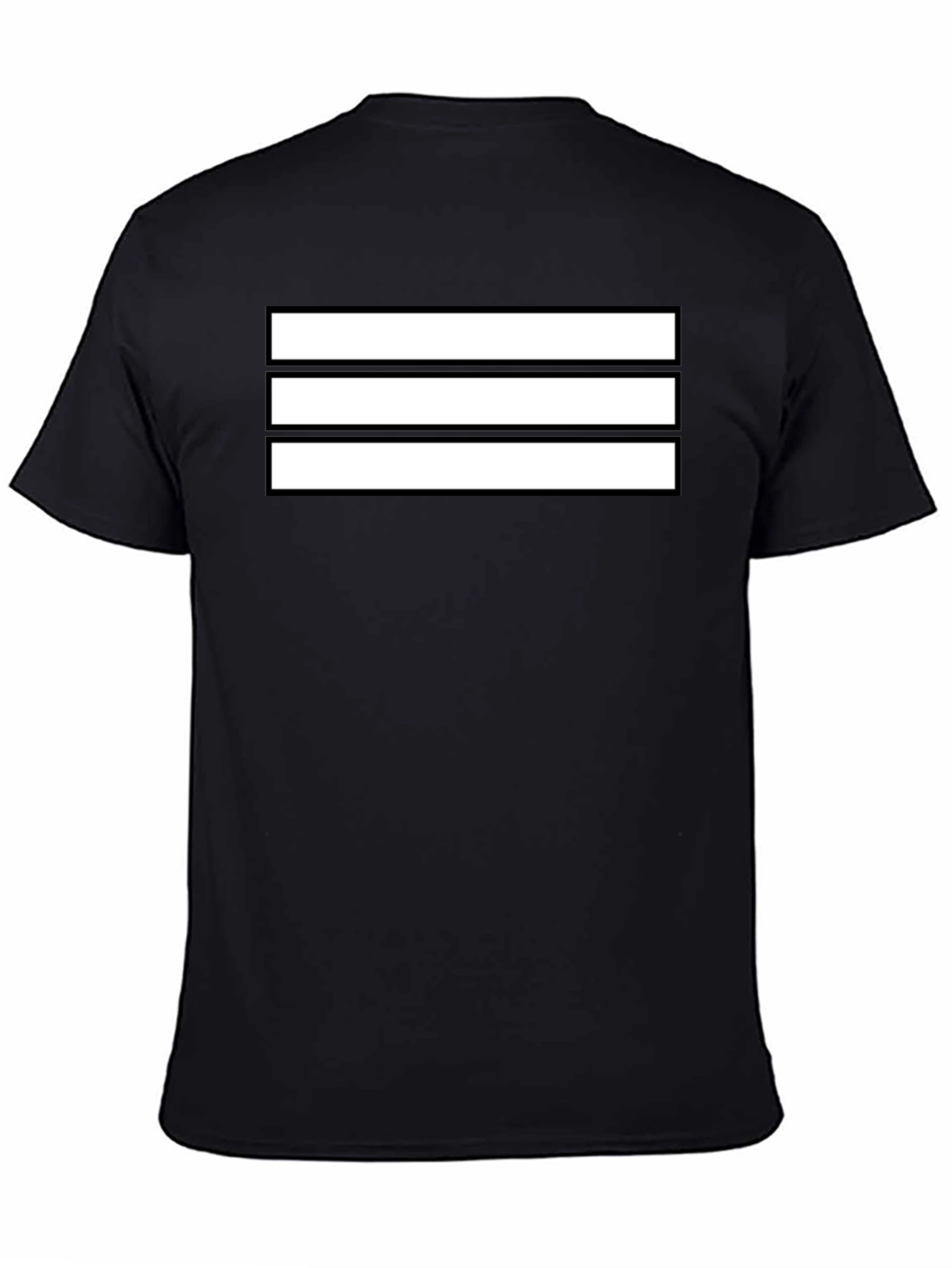 Mens Black T-Shirt with White Stripes Graphic Print