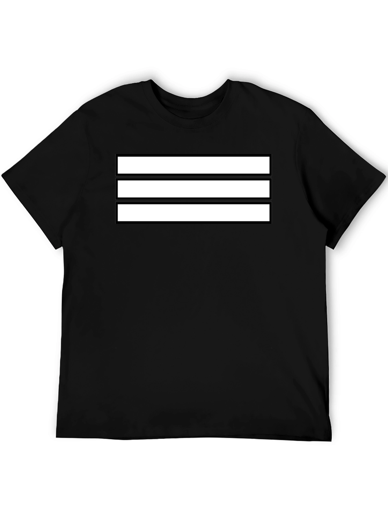 Mens Black T-Shirt with White Stripes Graphic Print