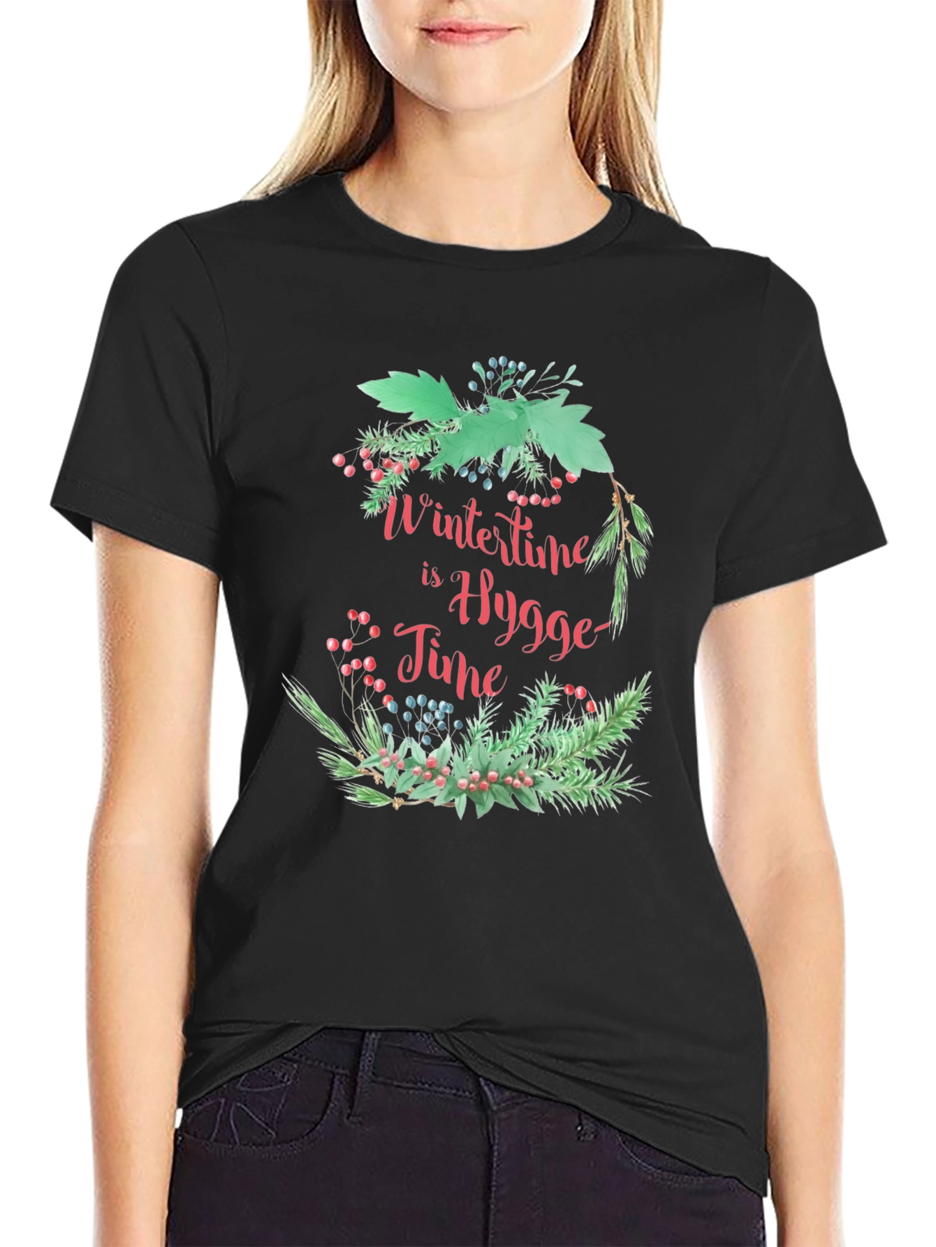 Wintertime Hygge Time Black T-Shirt