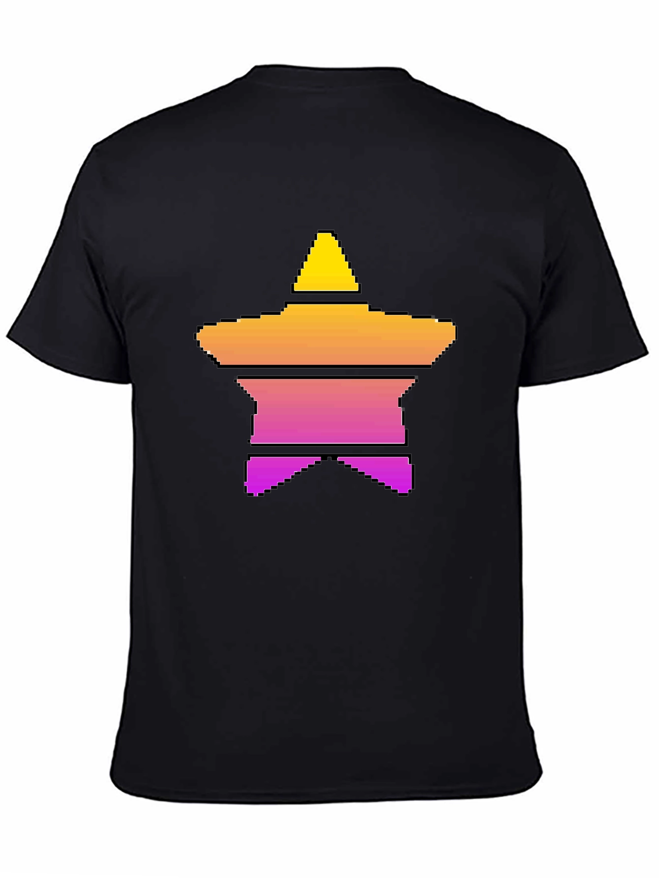 Retro Pixel Star T-Shirt - Stylish Black Tee