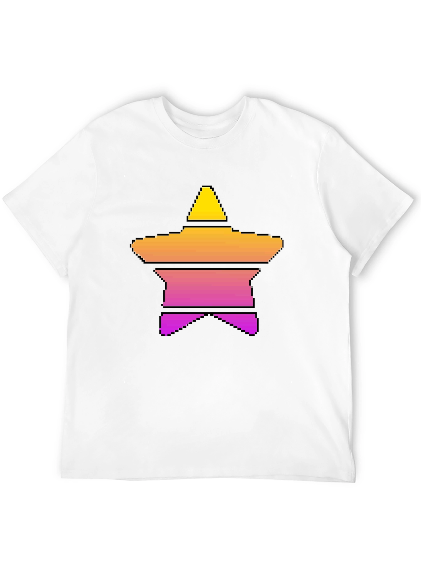 Retro Pixel Star T-Shirt - Stylish Black Tee