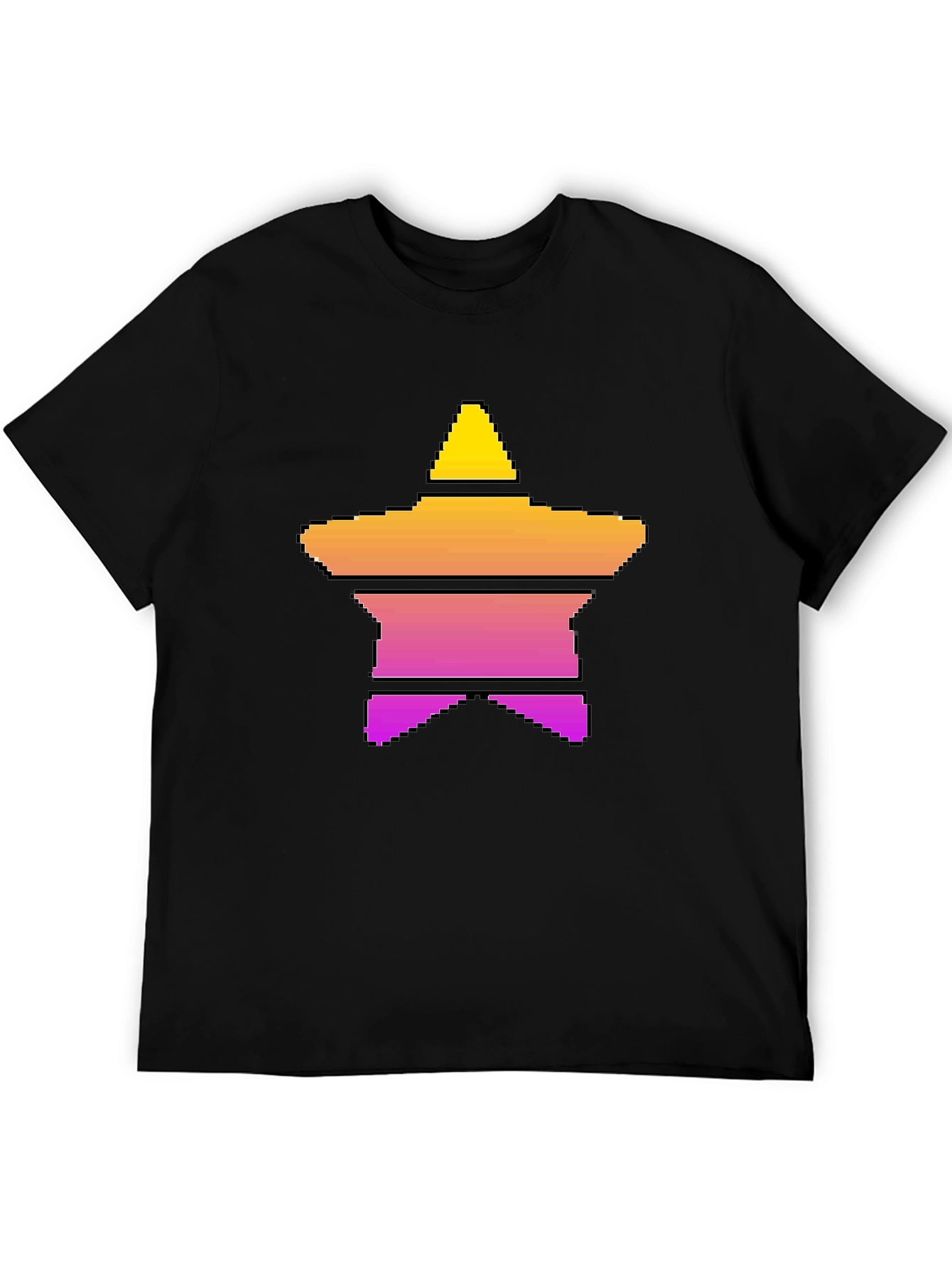 Retro Pixel Star T-Shirt - Stylish Black Tee