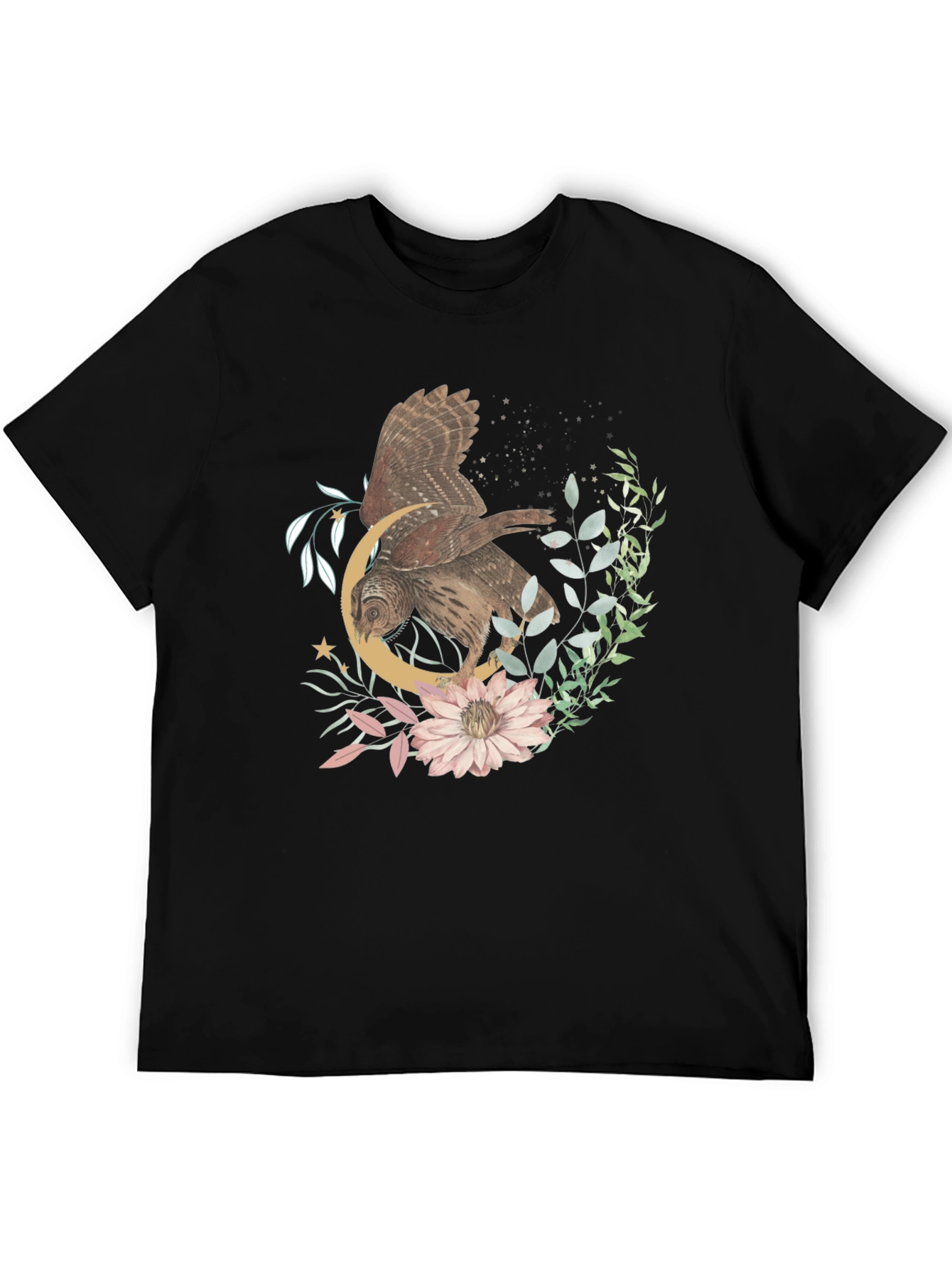 Owl & Crescent Moon Graphic Tee