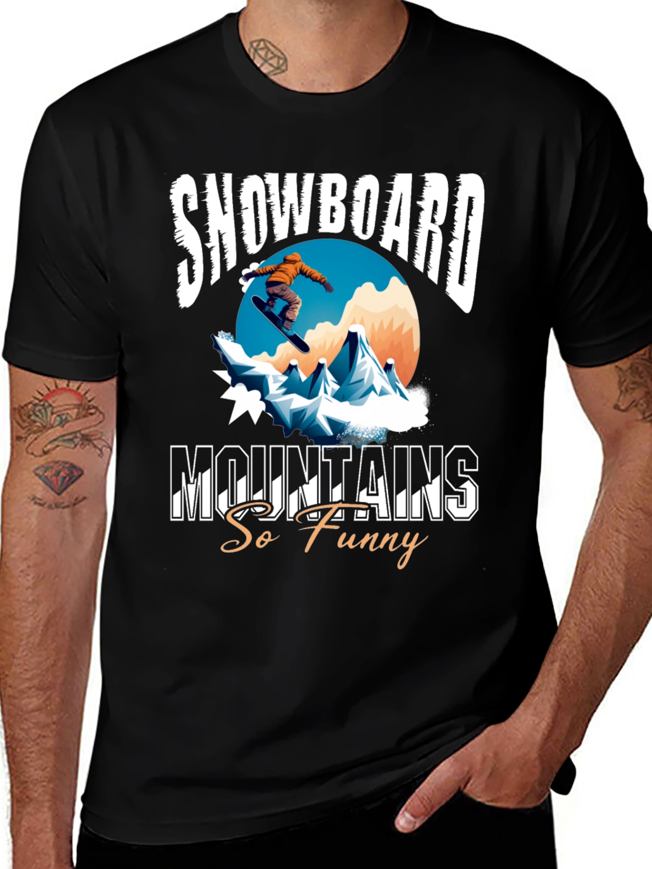 Snowboard Mountains Funny Graphic Tee