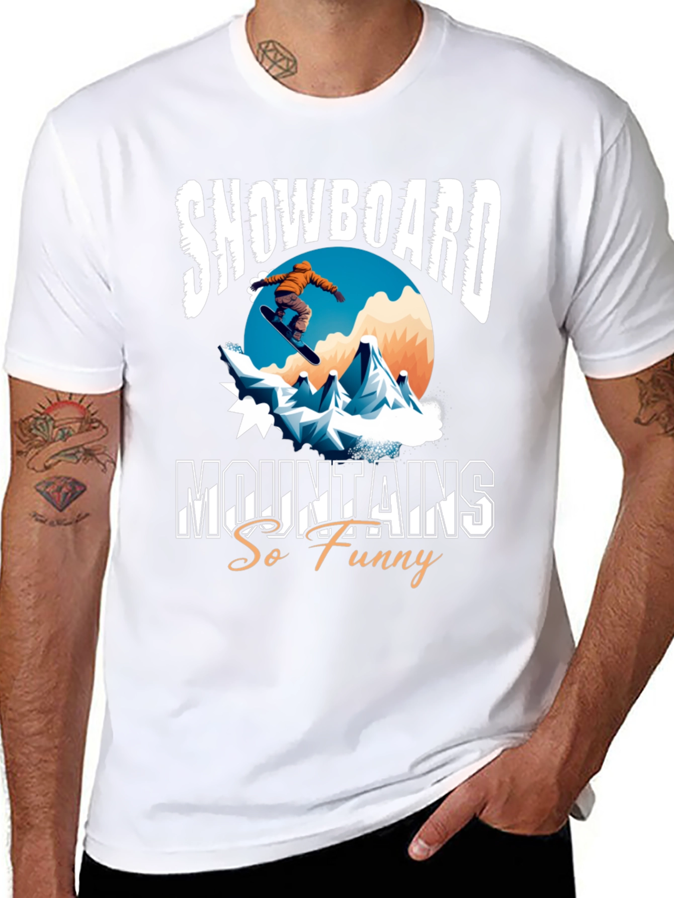 Snowboard Mountains Funny Graphic Tee