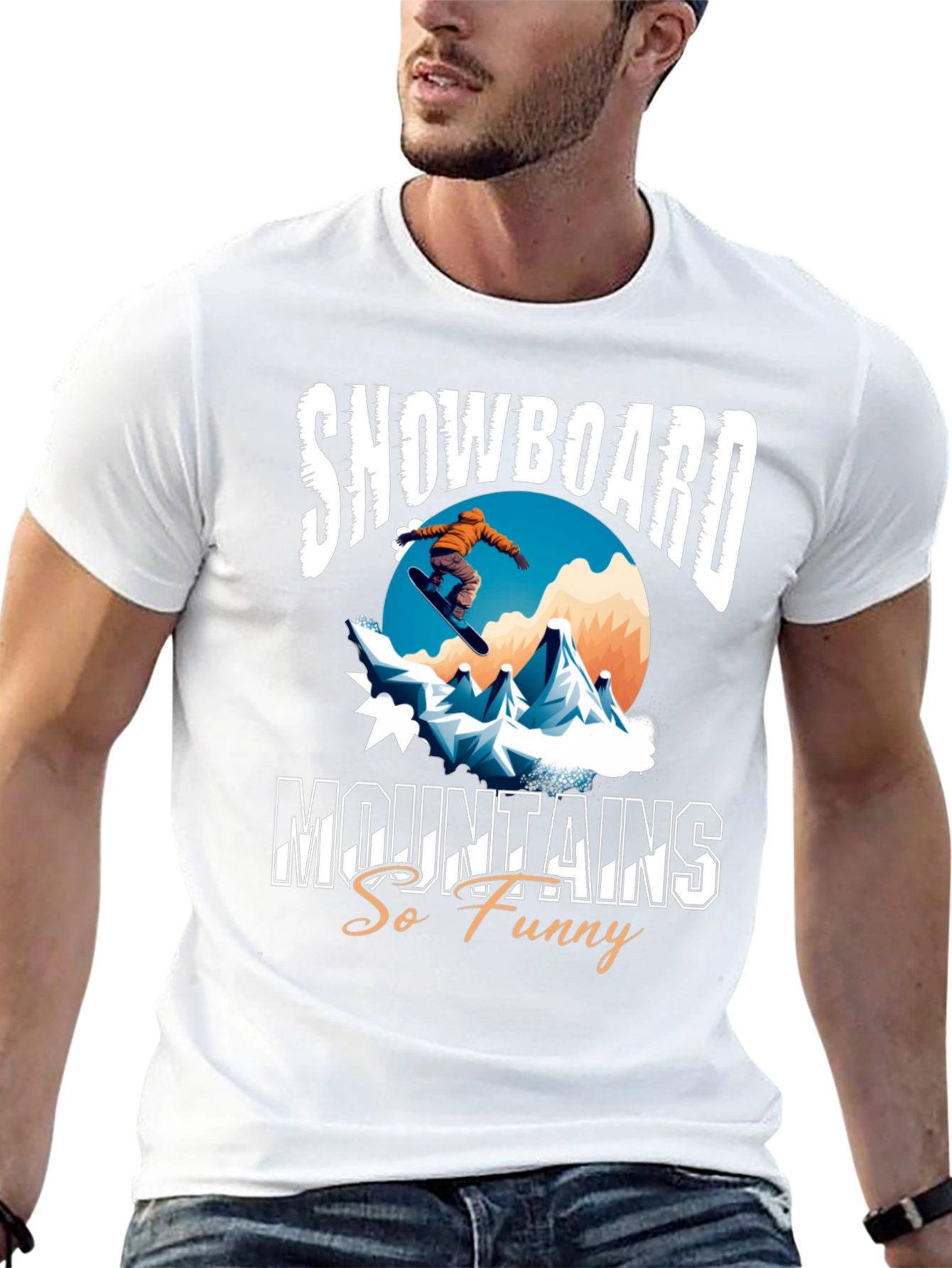 Snowboard Mountains Funny Graphic Tee
