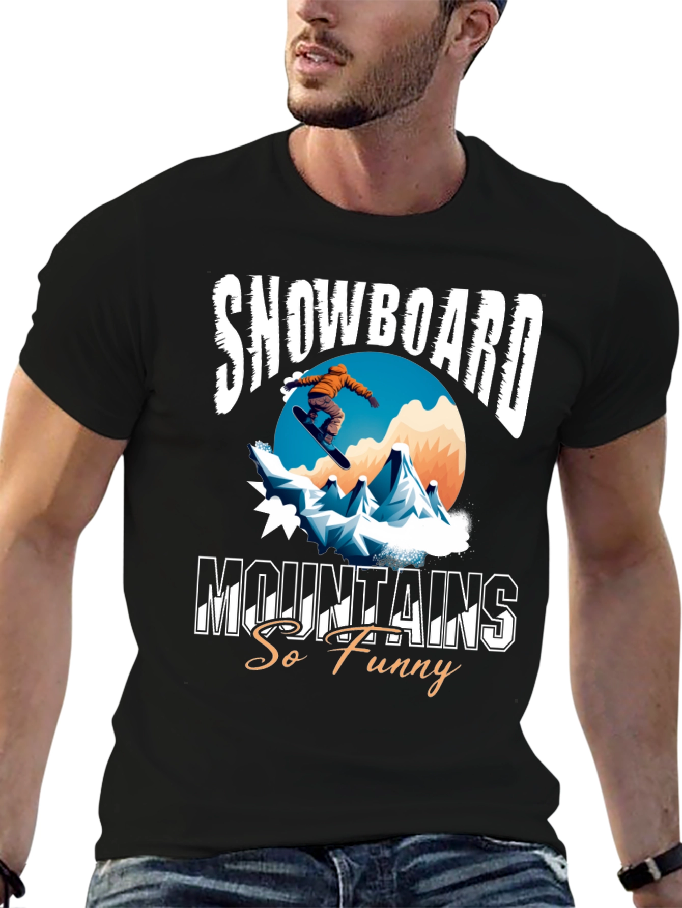 Snowboard Mountains Funny Graphic Tee